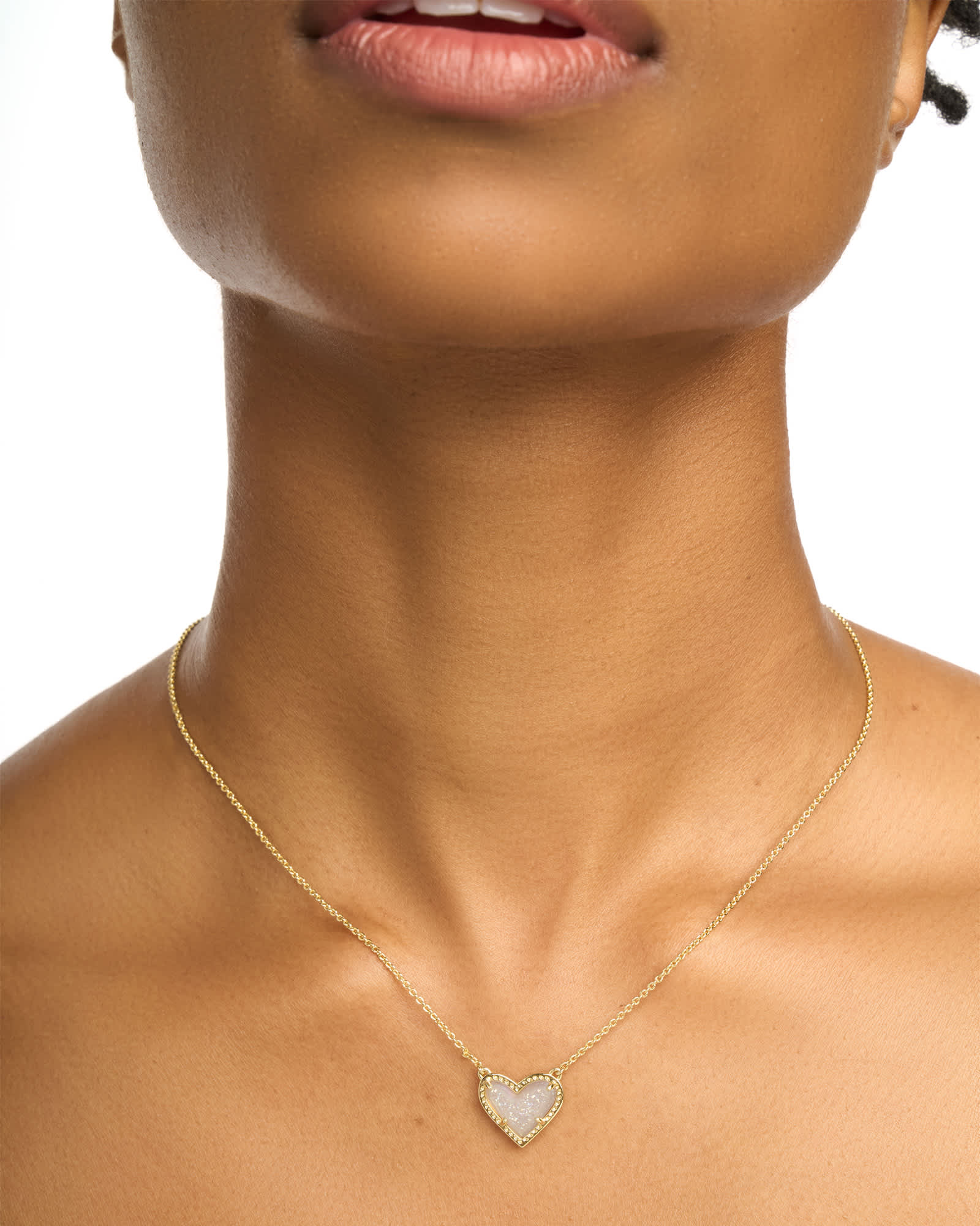 Ari Heart Gold Extended Length Pendant Necklace in Iridescent