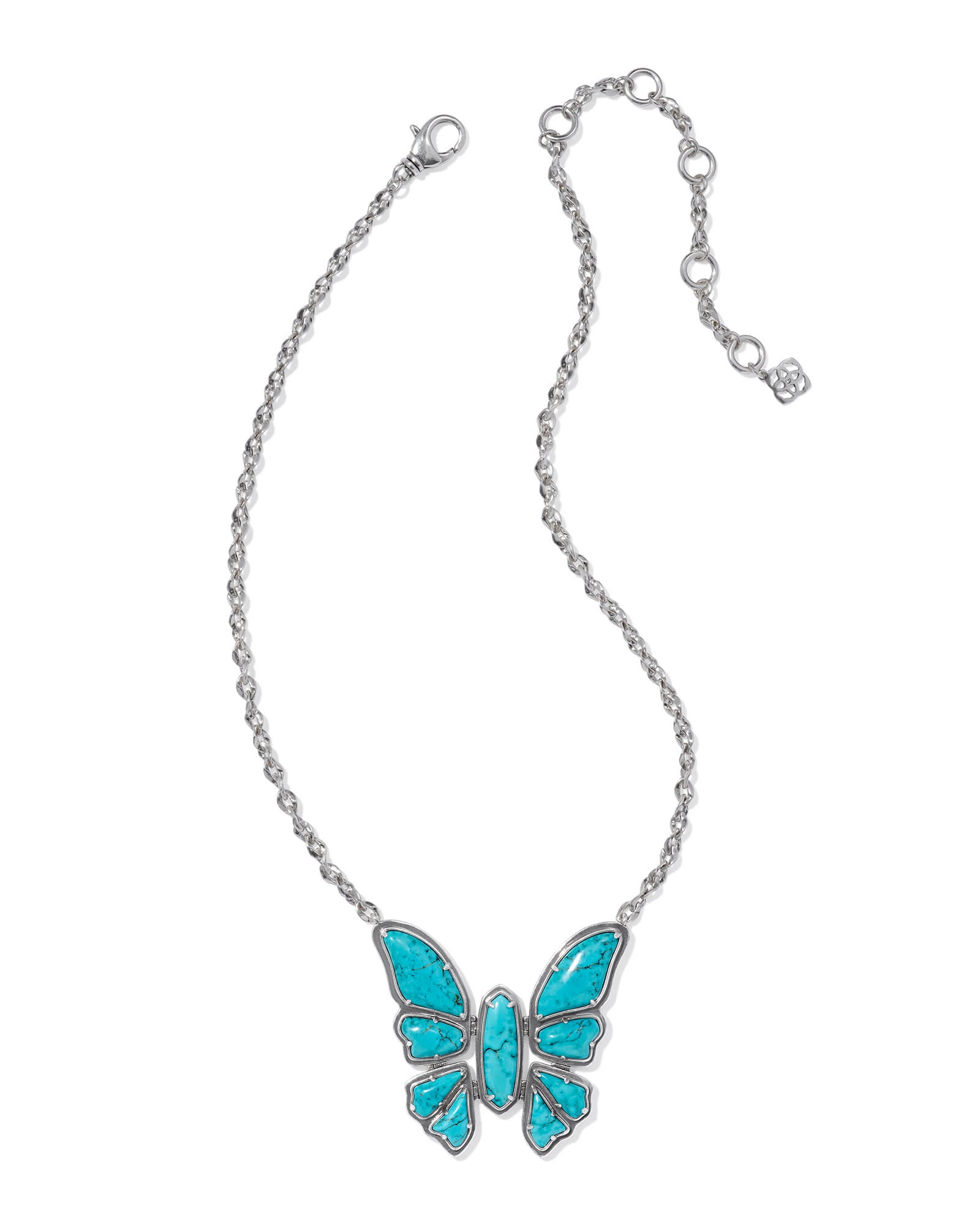 Ember Vintage Silver Butterfly Statement Necklace in Variegated Turquoise Magnesite