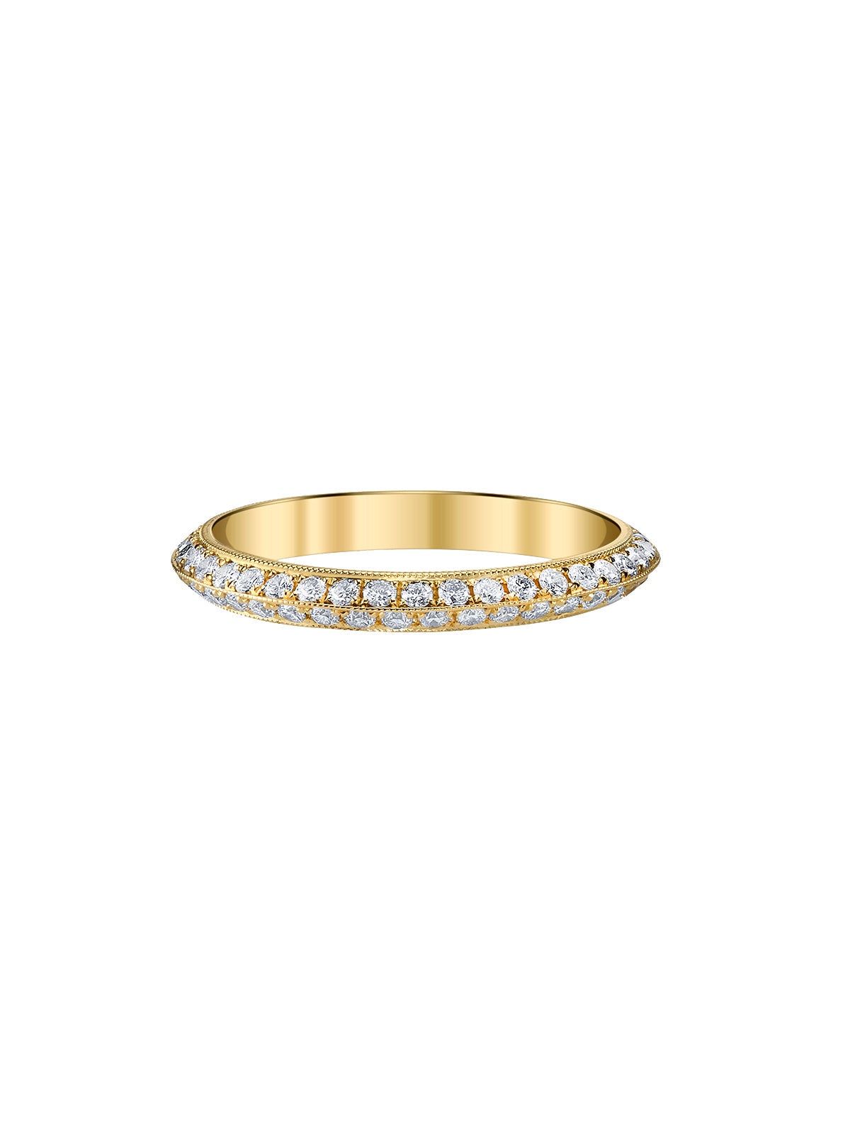 Double Sided Pavé Knife Edge Band Yellow Gold Ring