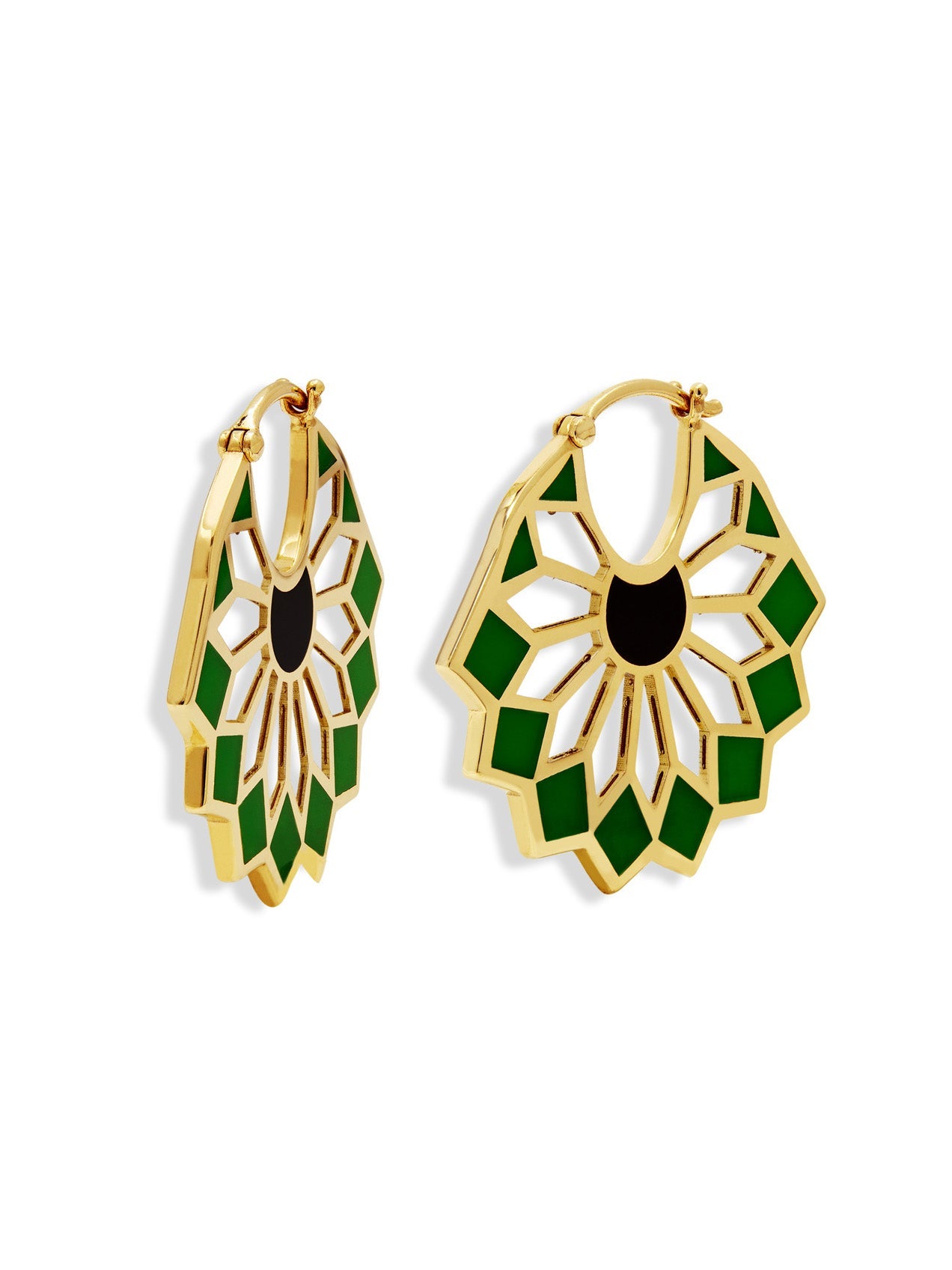 The Lady Sursock Green Enamel Yellow Gold Hoop Earrings