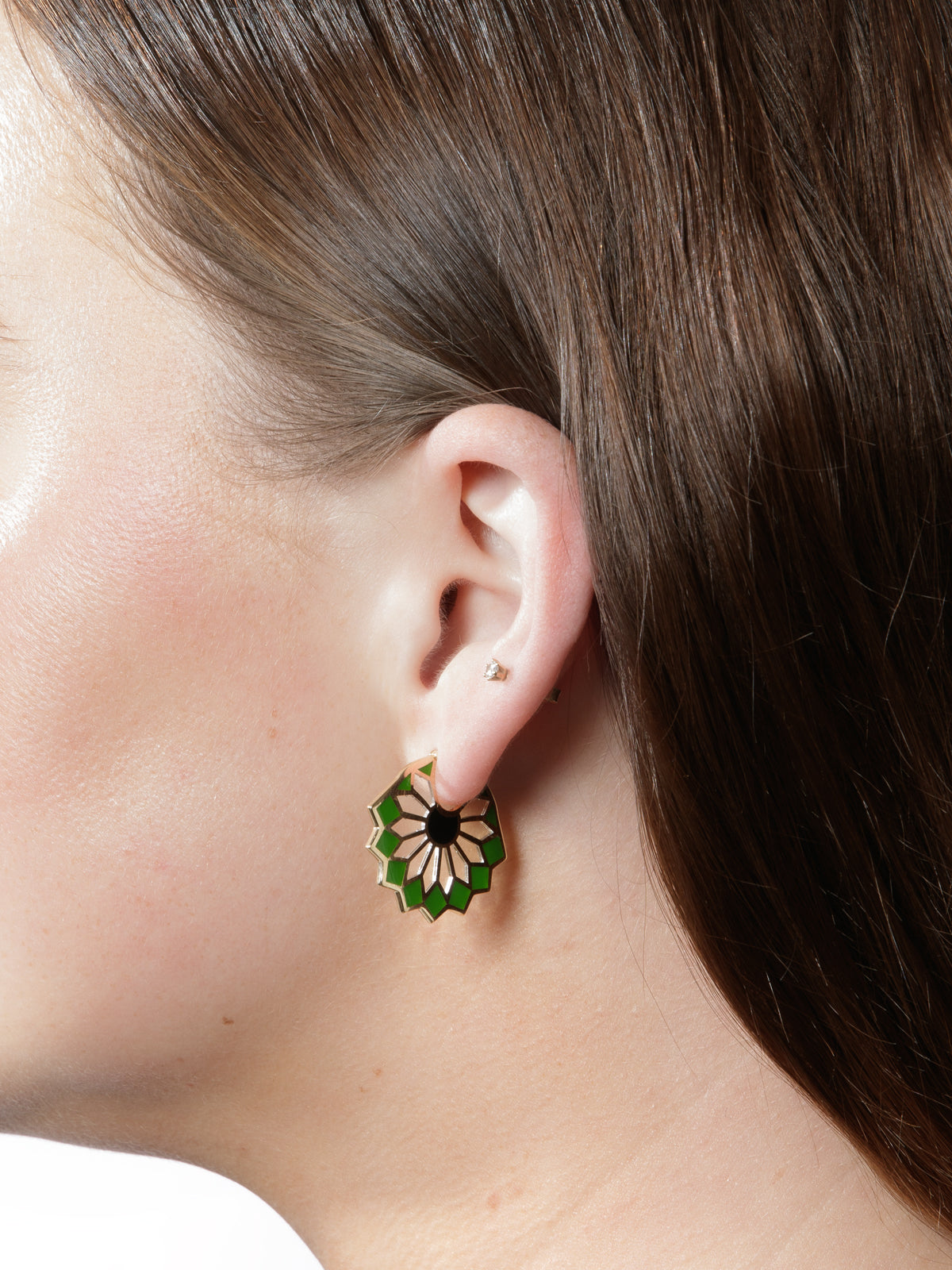 The Lady Sursock Green Enamel Yellow Gold Hoop Earrings