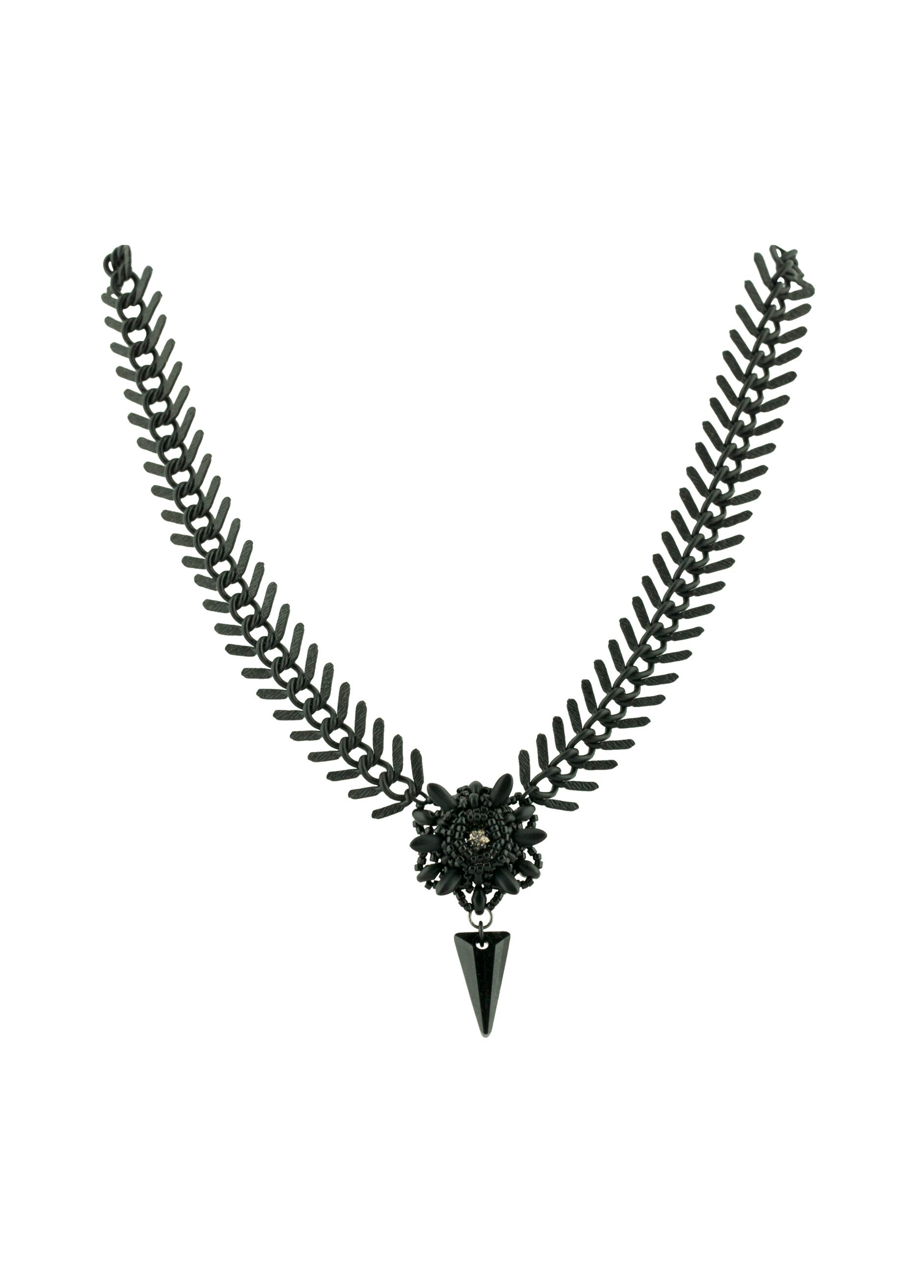 matte-black-glam-rock-spiked-necklace