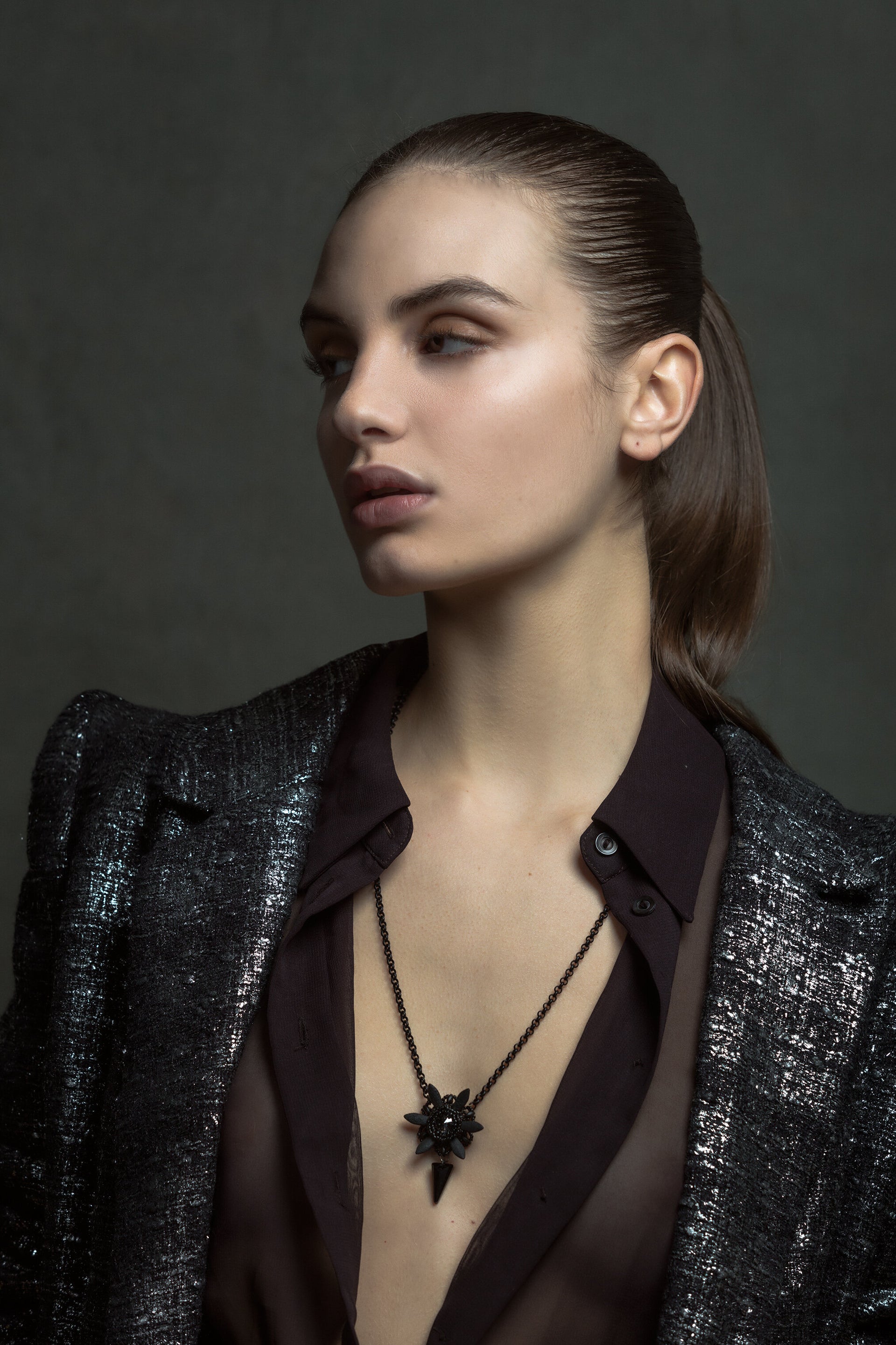 long-matte-black-necklace-with-a-spiked-flower