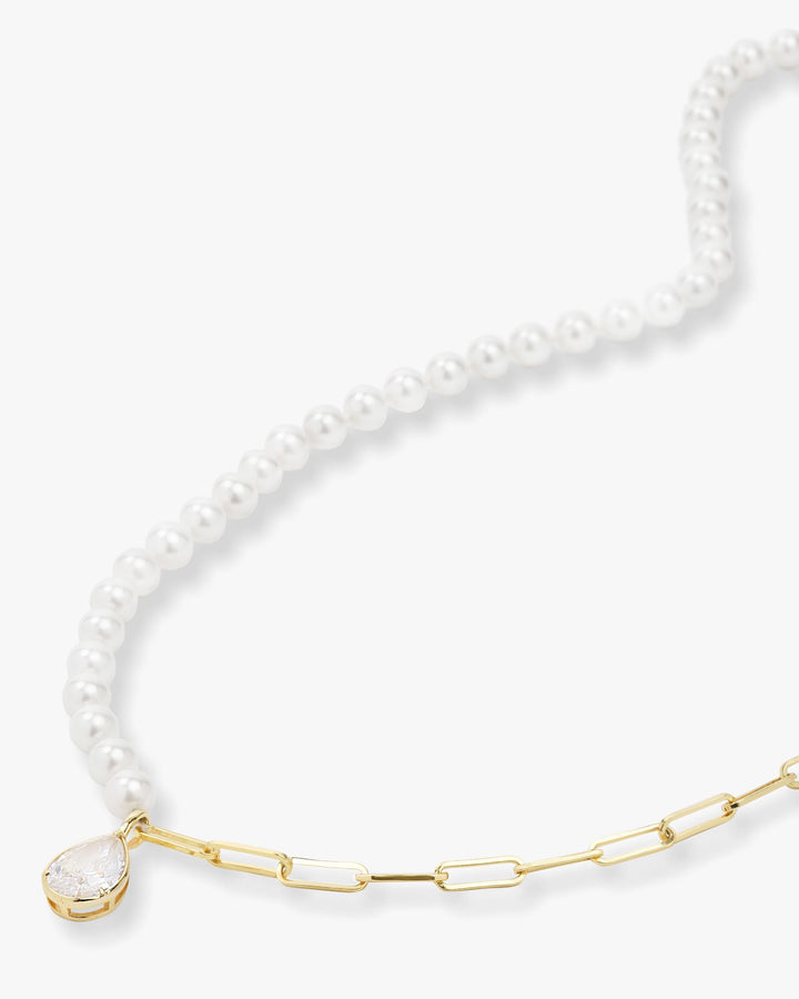 samantha-half-chain-pearl-necklace-30-inch-with-detachable-teardrop-in-gold