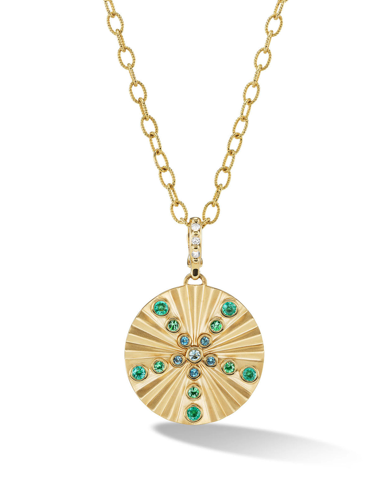 Emerald Shine Pendant Yellow Gold Necklace