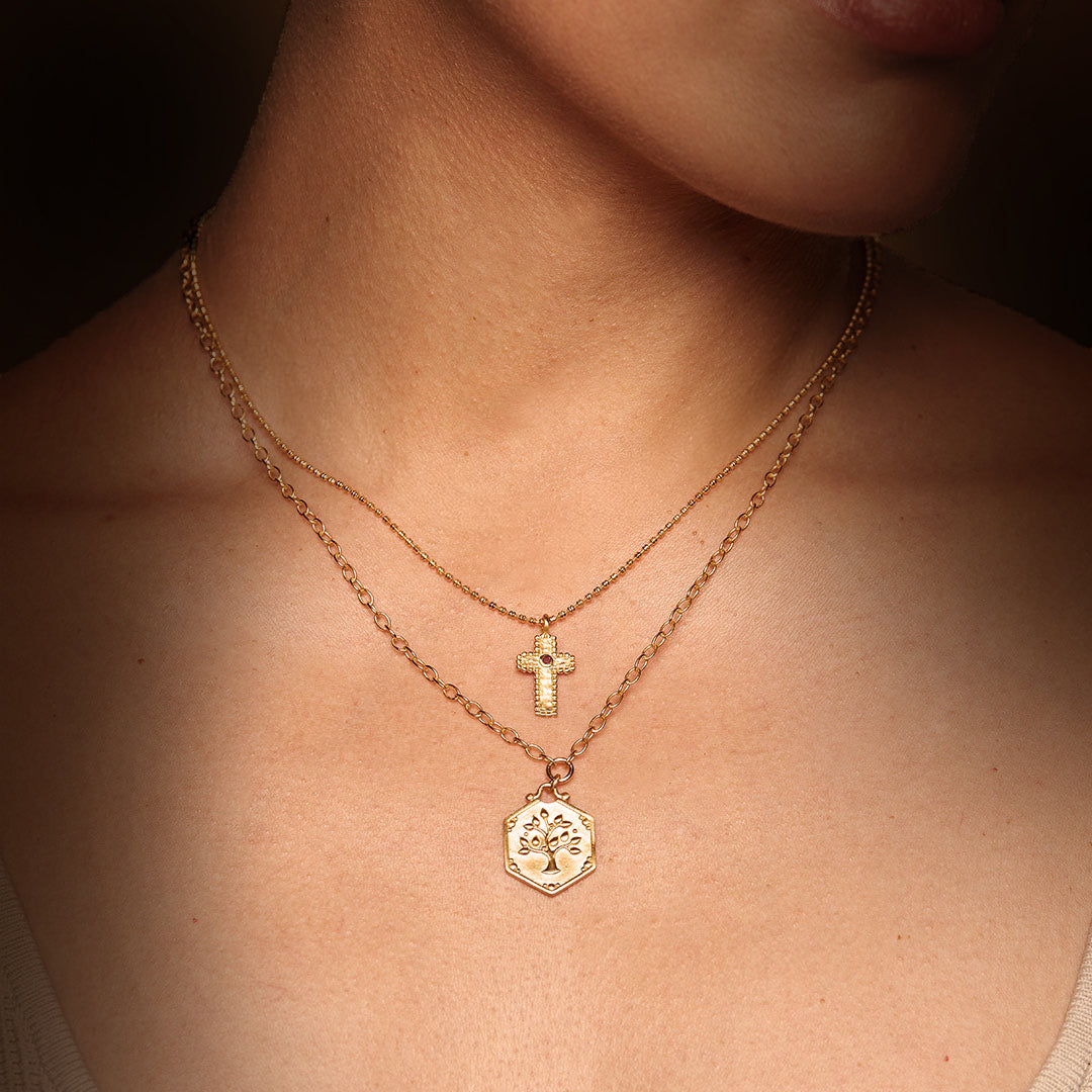 Unwavering Faith Garnet Cross Necklace