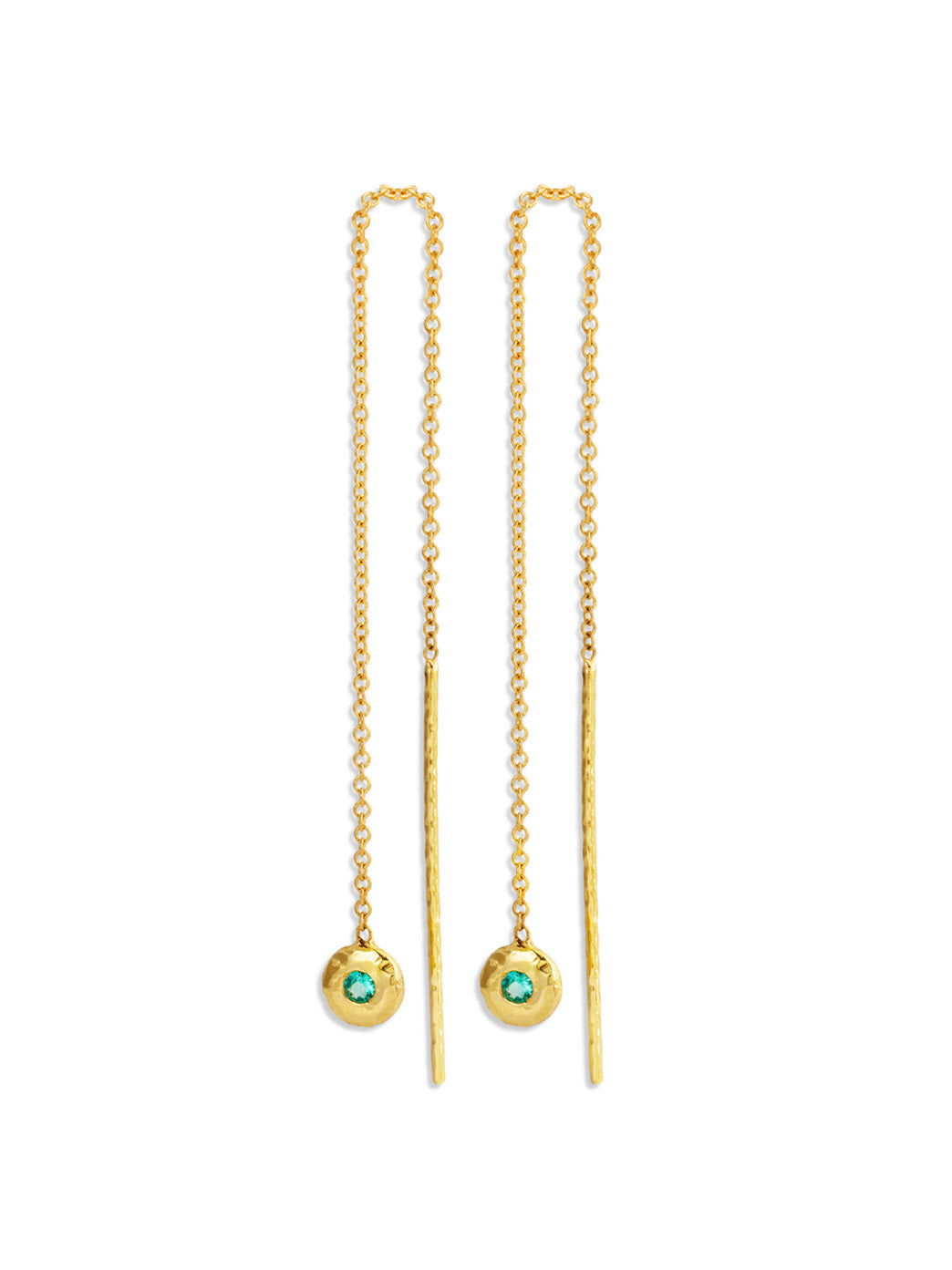 Emerald Nesting Gem Drop Yellow Gold Earrings