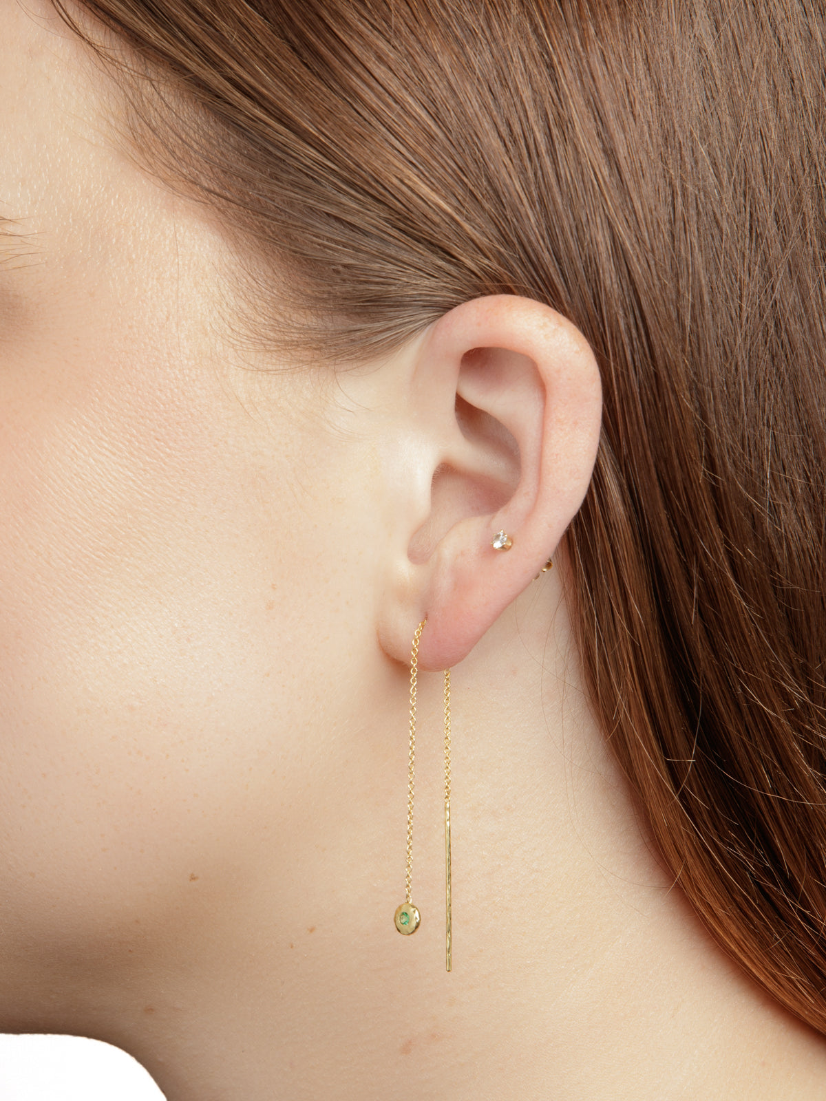 Emerald Nesting Gem Drop Yellow Gold Earrings