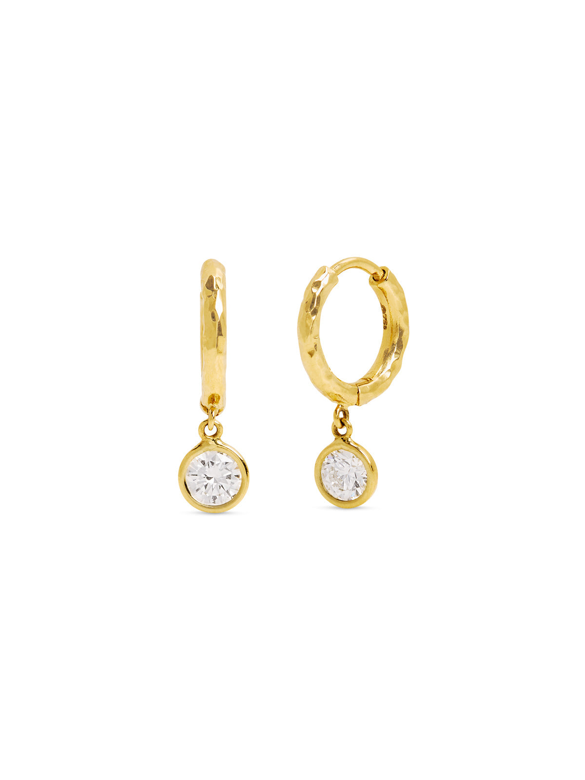 Diamond Charmed Micro Gabby Yellow Gold Hoops