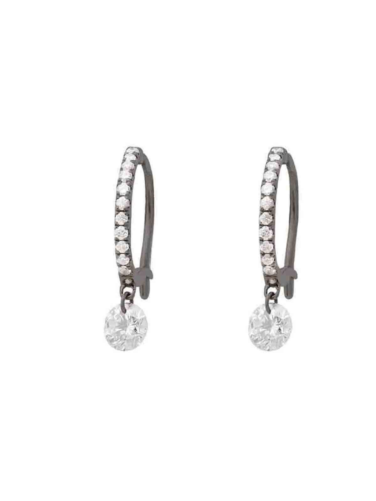 Set Free Diamond Blackened Gold Mini Hoop Earrings