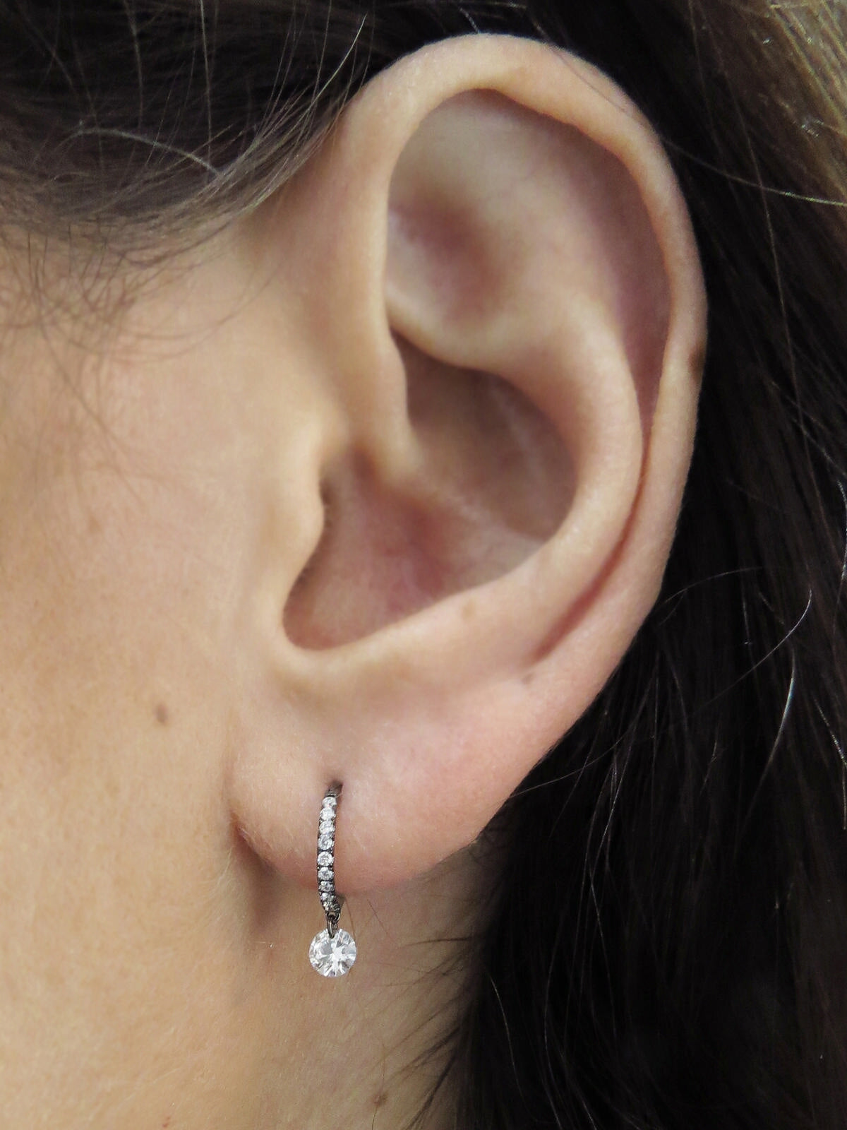 Set Free Diamond Blackened Gold Mini Hoop Earrings