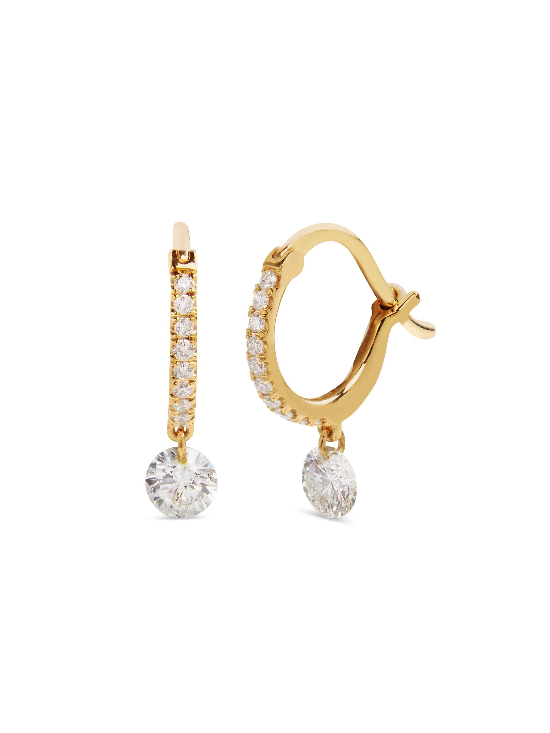 Set Free Diamond Yellow Gold Mini Hoop Earrings