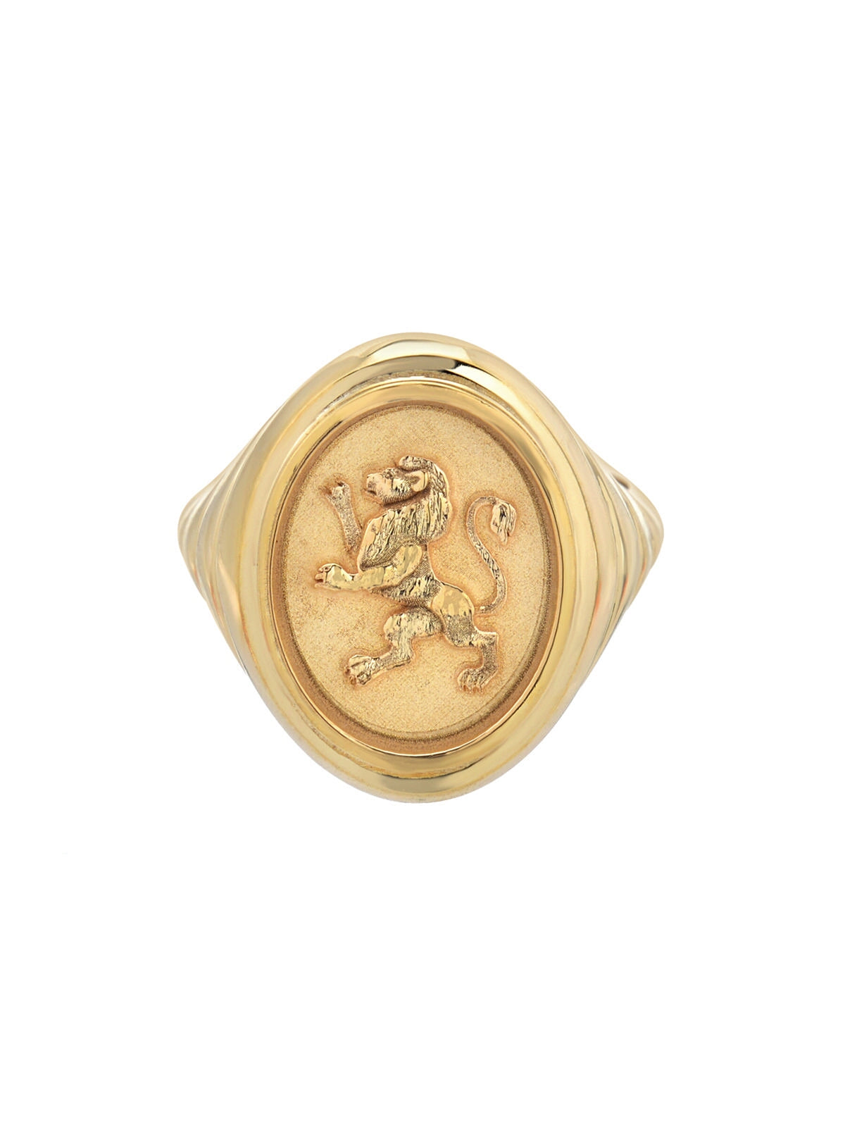 Lion Grandfather Fantasy Yellow Gold Signet Ring