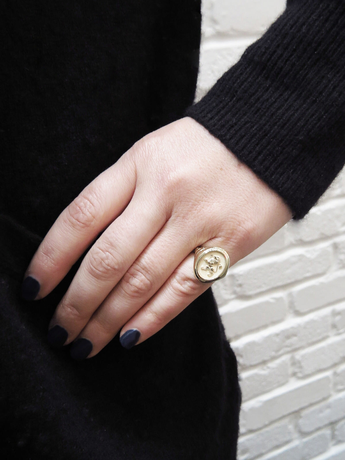 Lion Grandfather Fantasy Yellow Gold Signet Ring