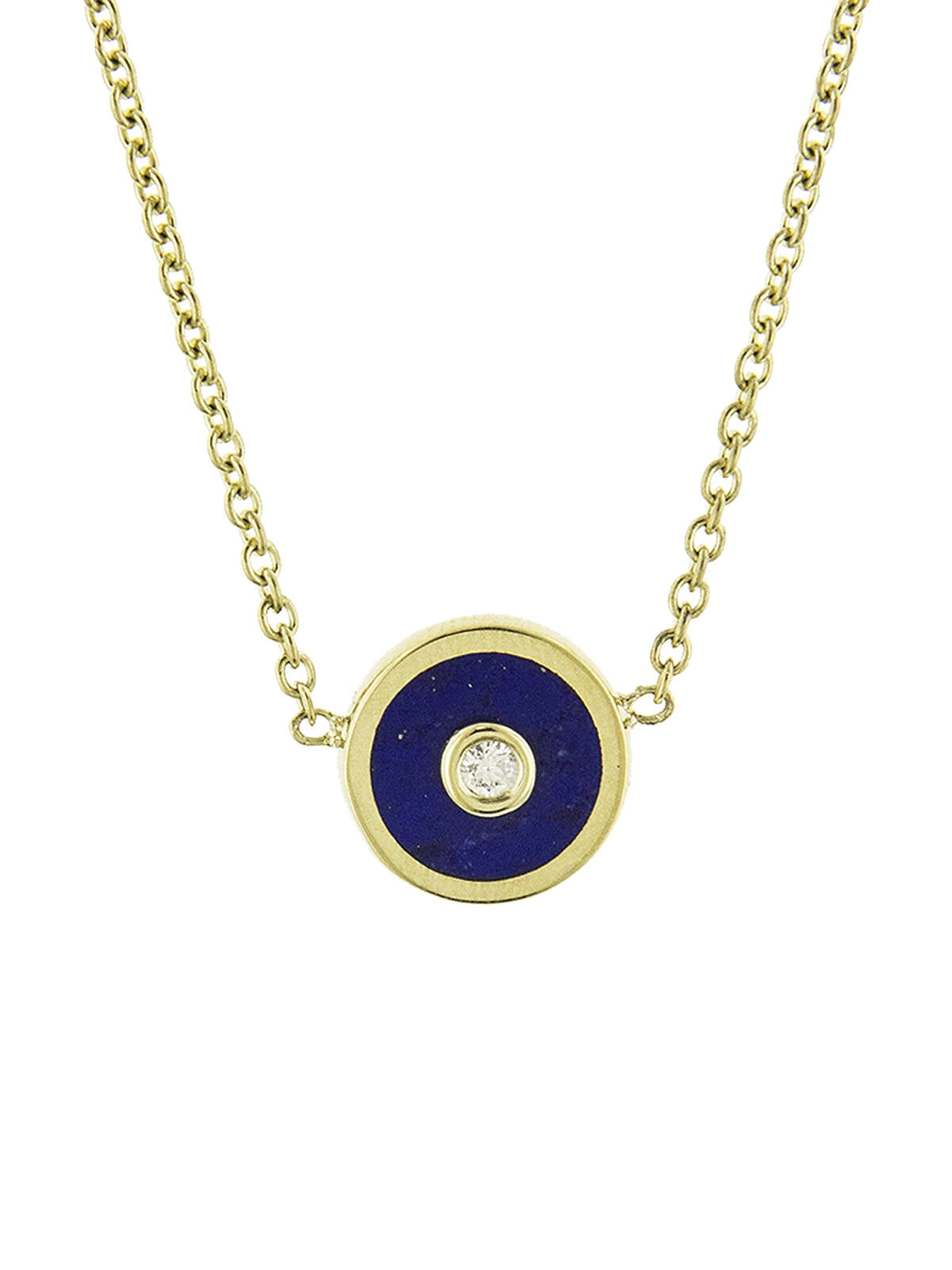 Mini Lapis Compass Yellow Gold Necklace