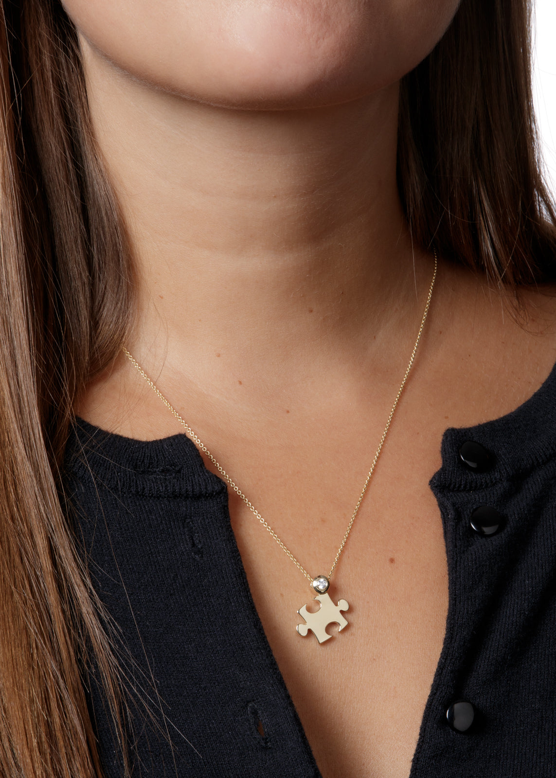 Mini All Gold Puzzle Pendant Necklace