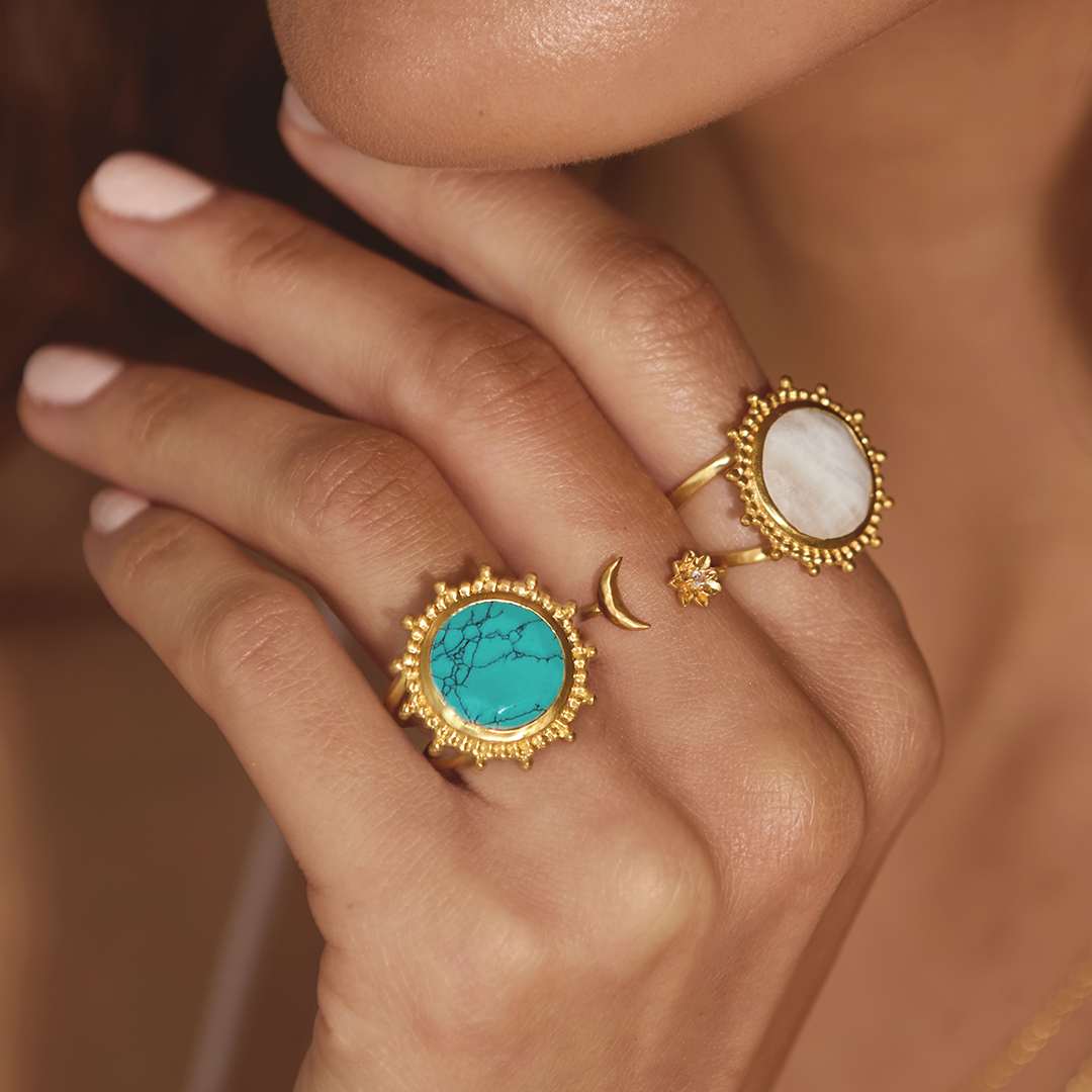 Nurture Your Voice Turquoise Gold Ring