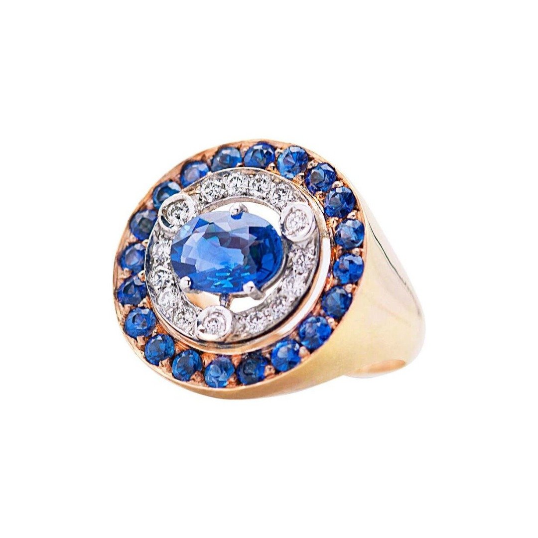 Sapphire and Diamond Blue Love Ring