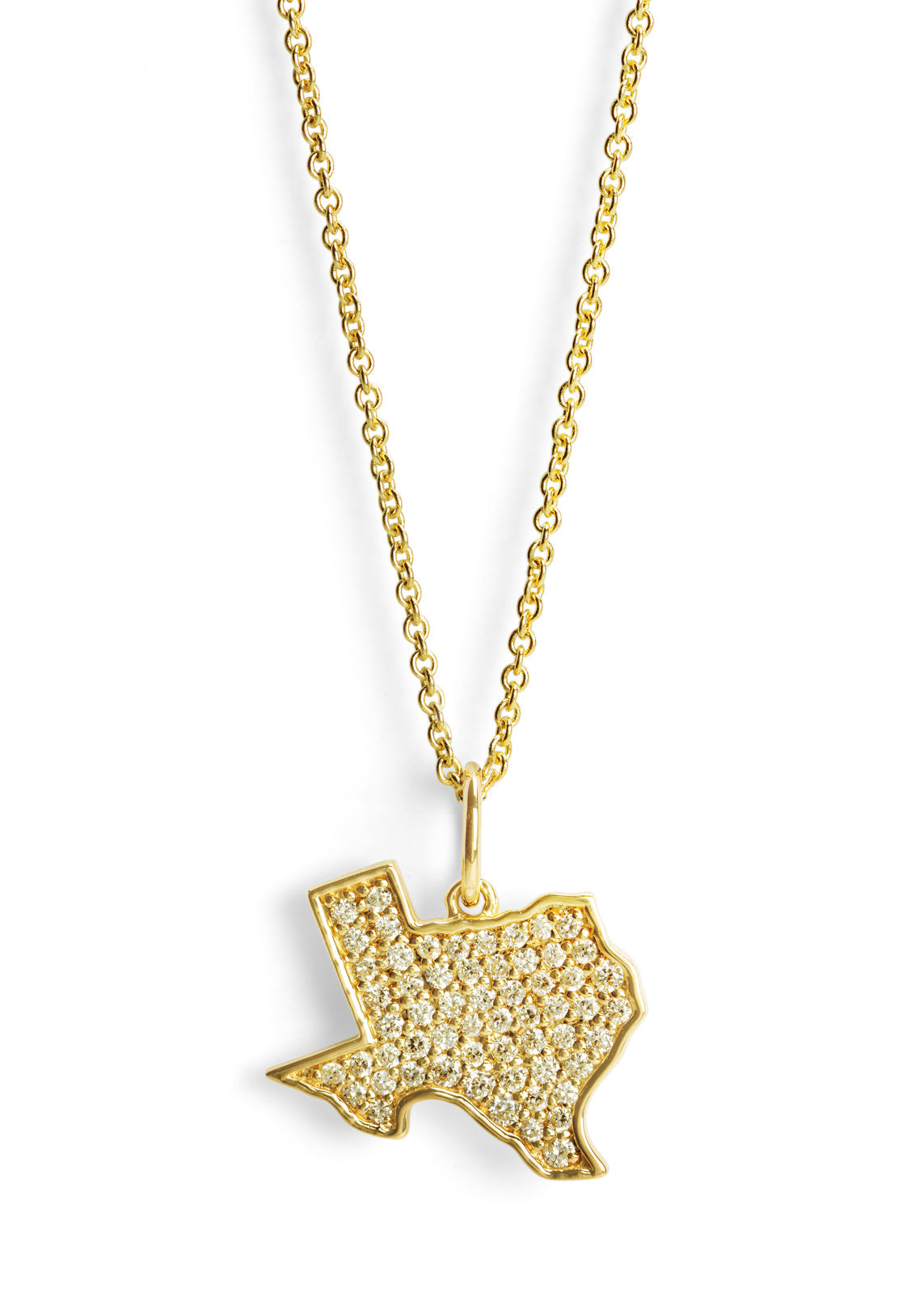 Diamond Texas Outline Yellow Gold Necklace