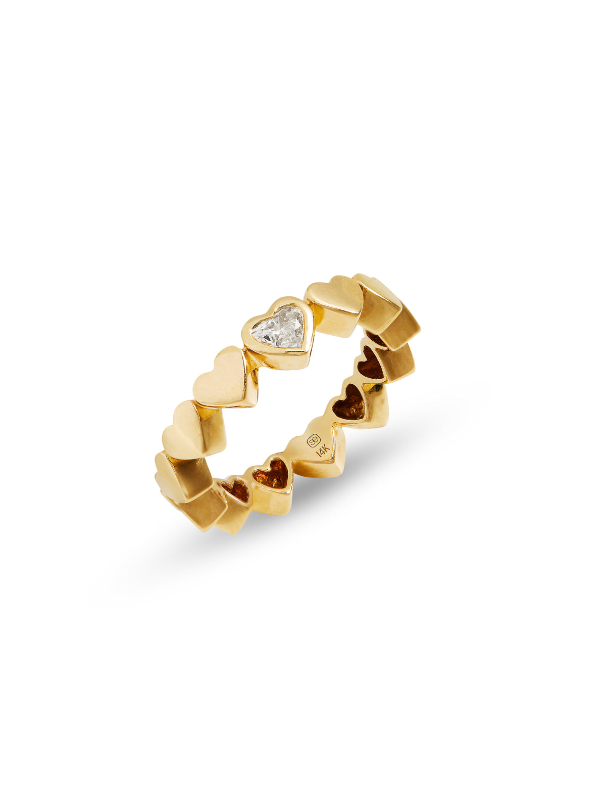 Diamond Single Heart Eternity Yellow Gold Ring