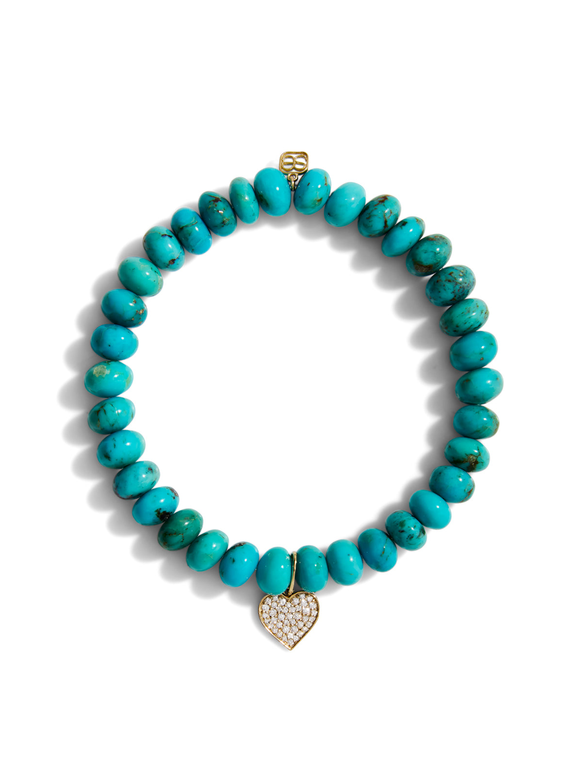 Diamond Heart on Turquoise Beaded Bracelet