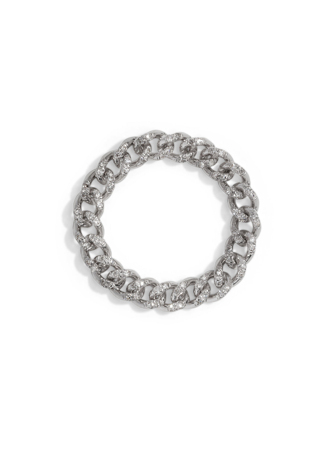 Diamond Pavé Baby Link Chain White Gold Ring