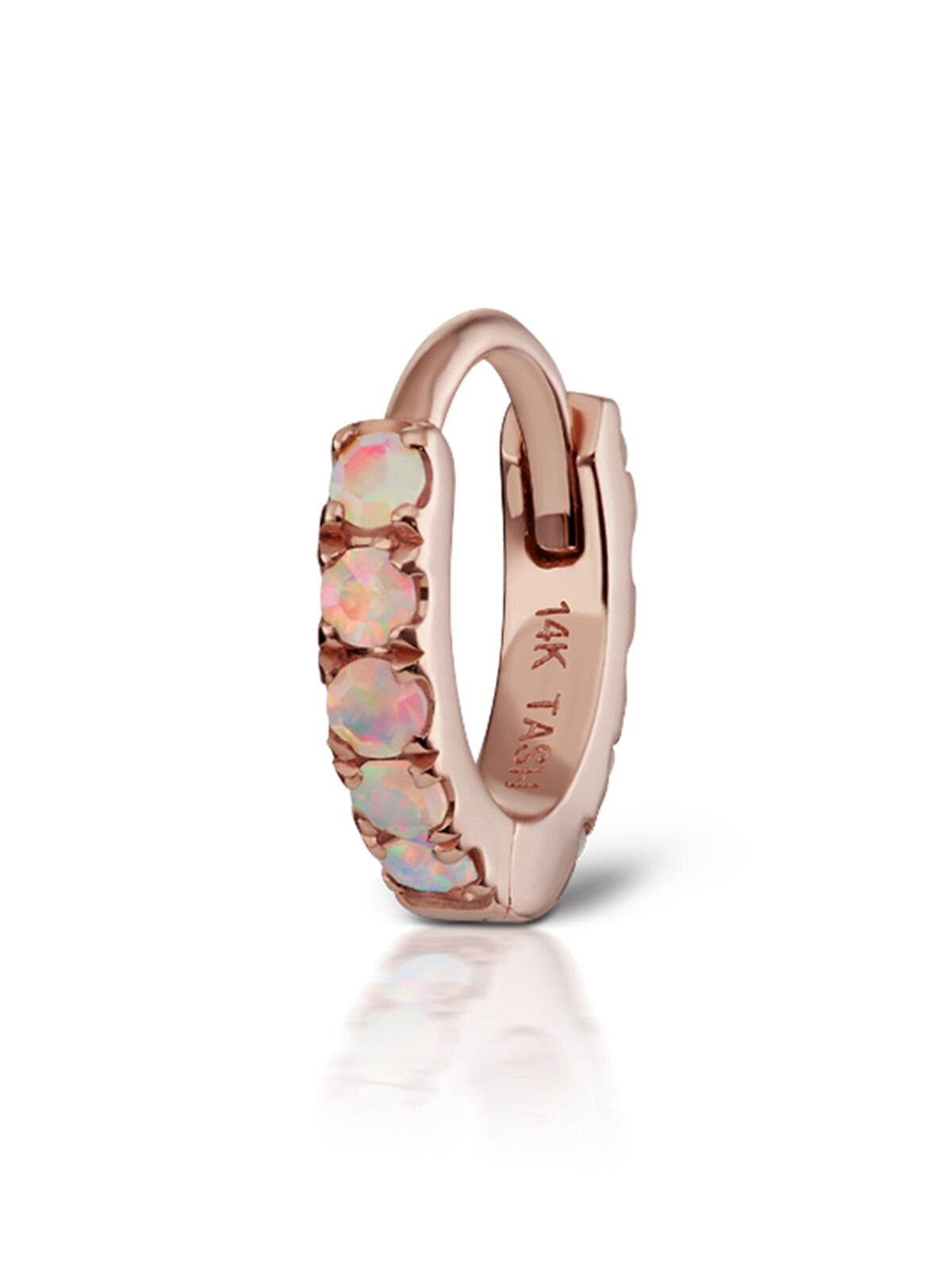 6.5mm Opal Rose Gold Eternity Single Hoop Earring