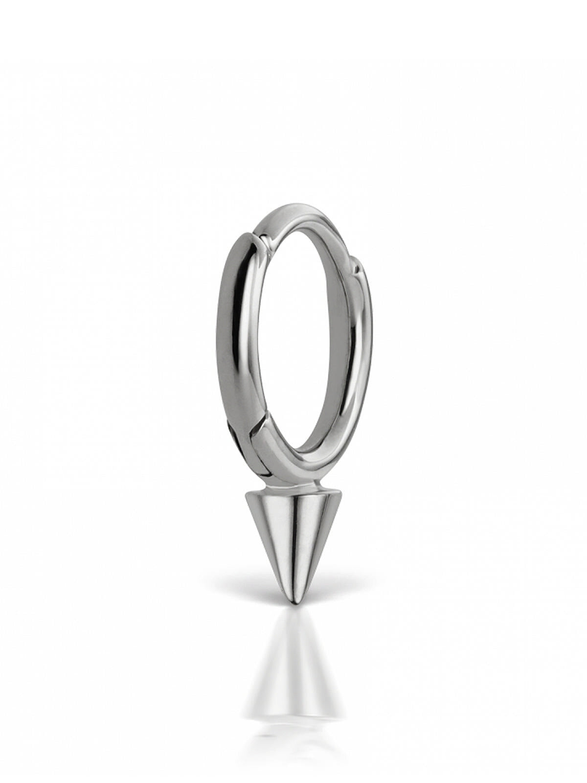 6.5mm Non-Rotating Spike White Gold Single Hoop Earring