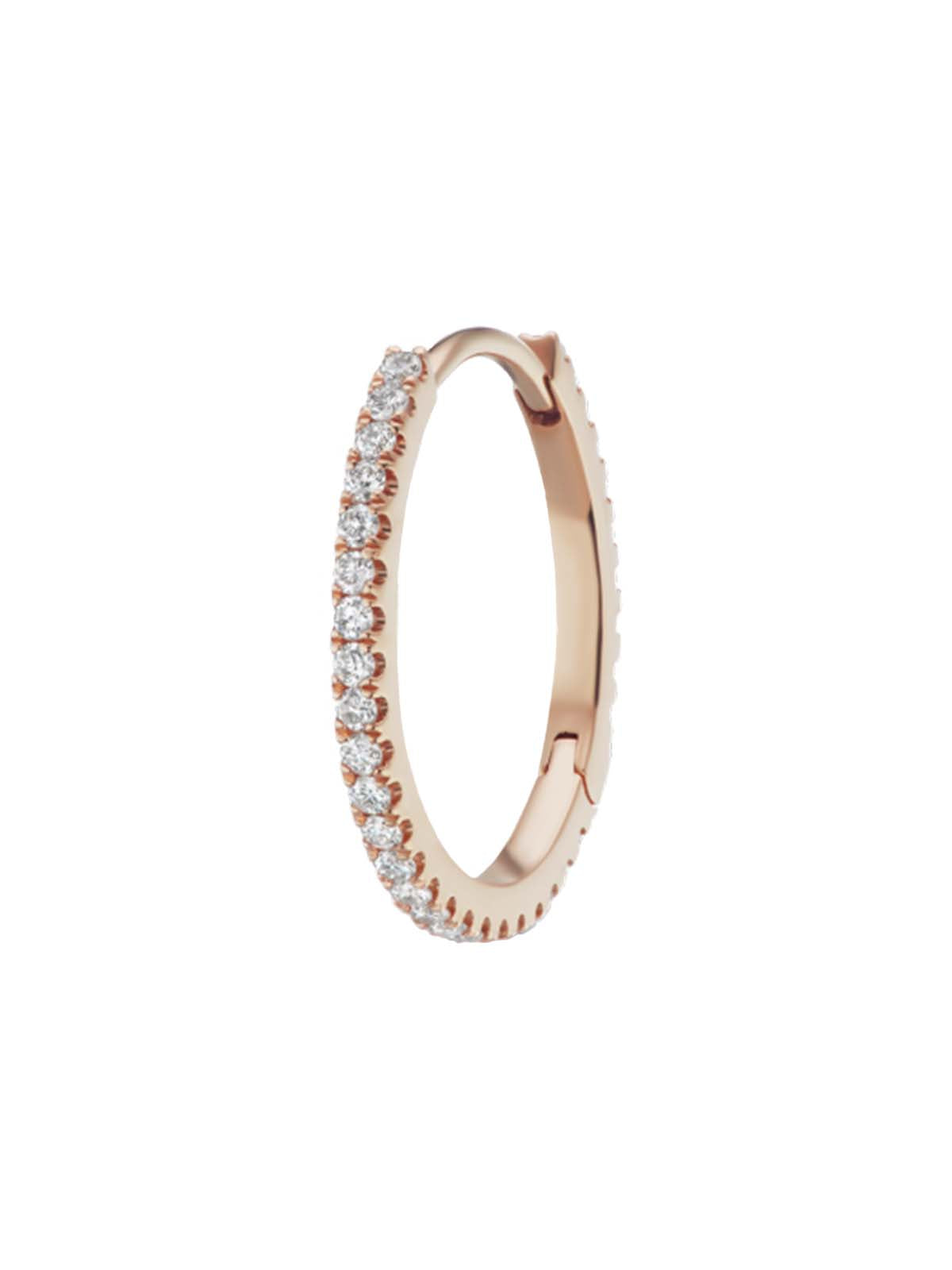 12.5mm Diamond Eternity Rose Gold Single Hoop Earring