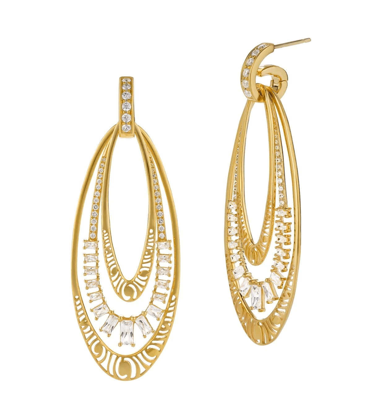 Lyra Ensemble Gold and Diamond Earrings