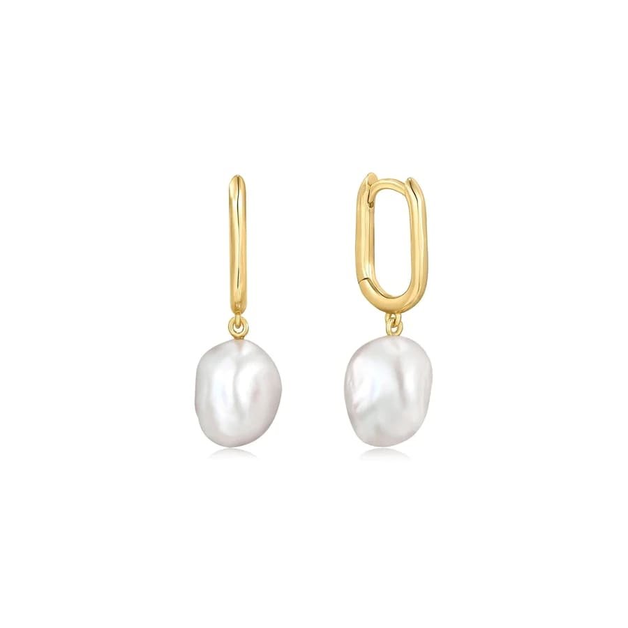 oval-huggie-hoops-with-pearl-drop-earrings