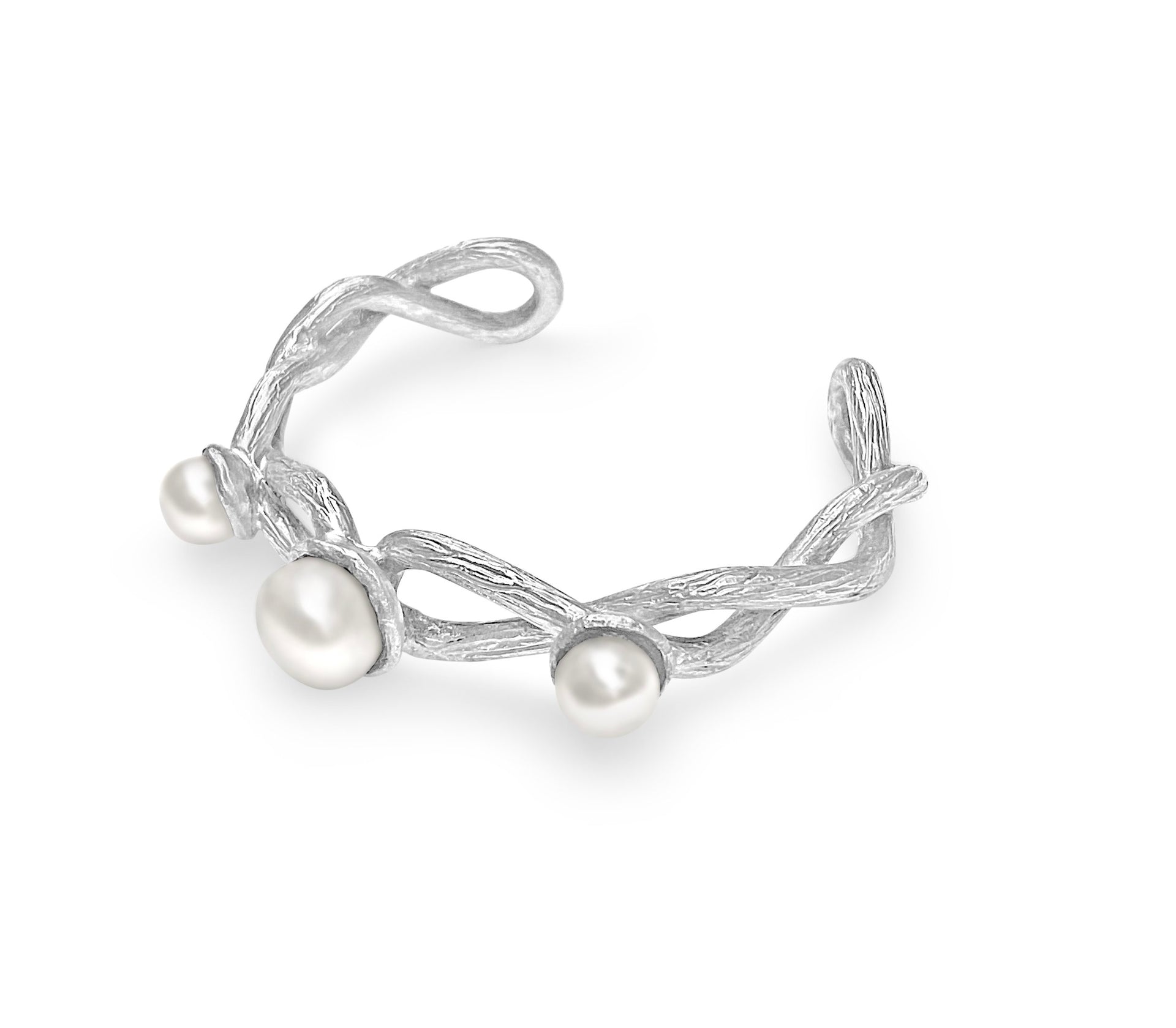 pearls-silver-cuff