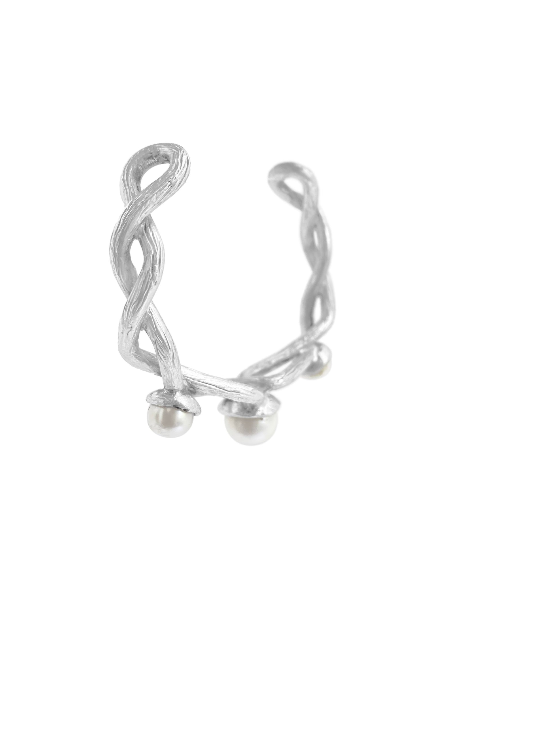 pearls-silver-cuff