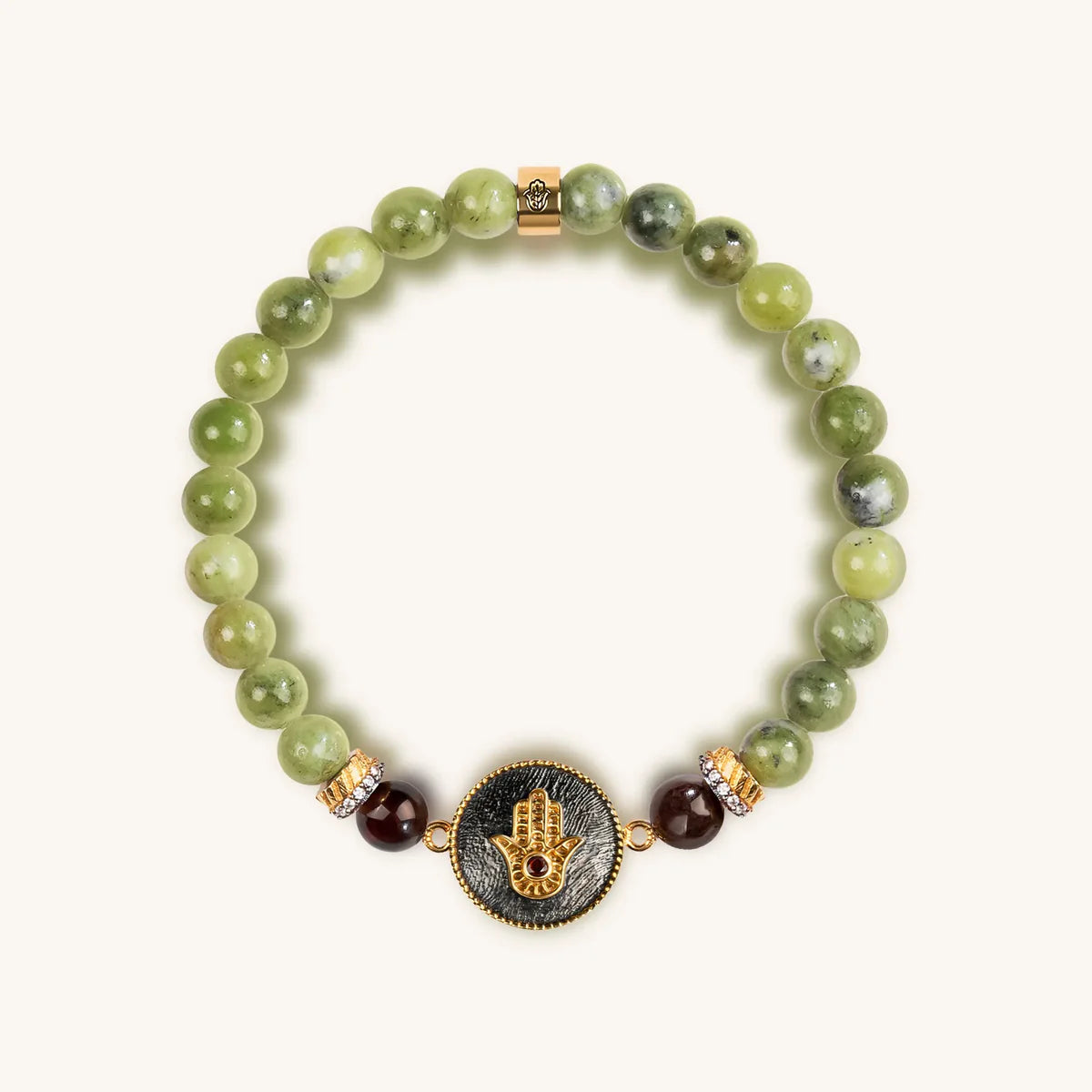 Transportive Energy Jade Stone Hamsa Bracelet