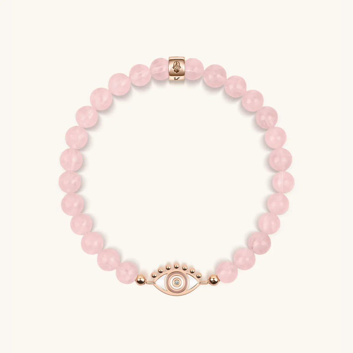 Emotional Healing - Rose Quartz Evil Eye Charm Bracelet