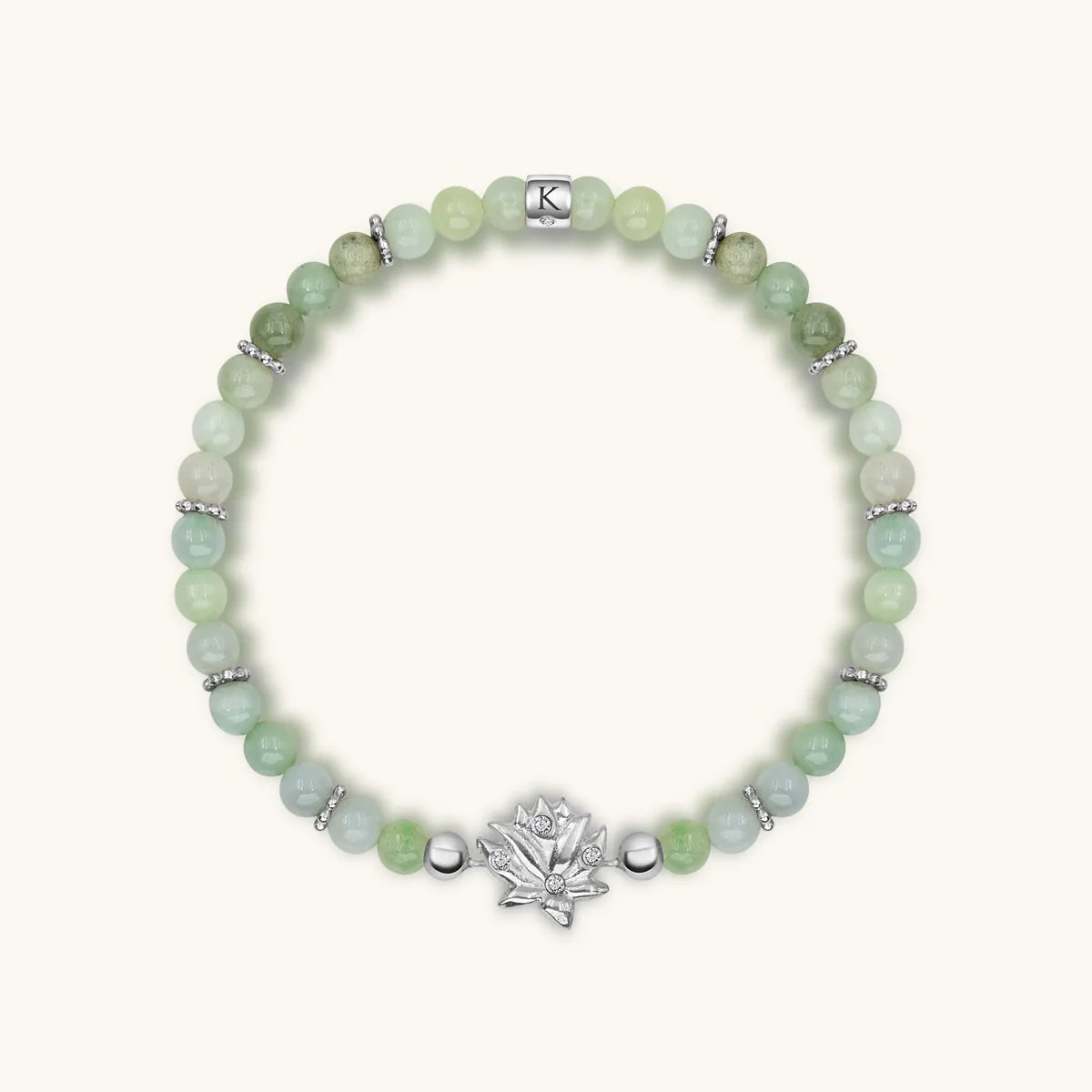 Blooming Splendor Jade Lotus Charm Bracelet