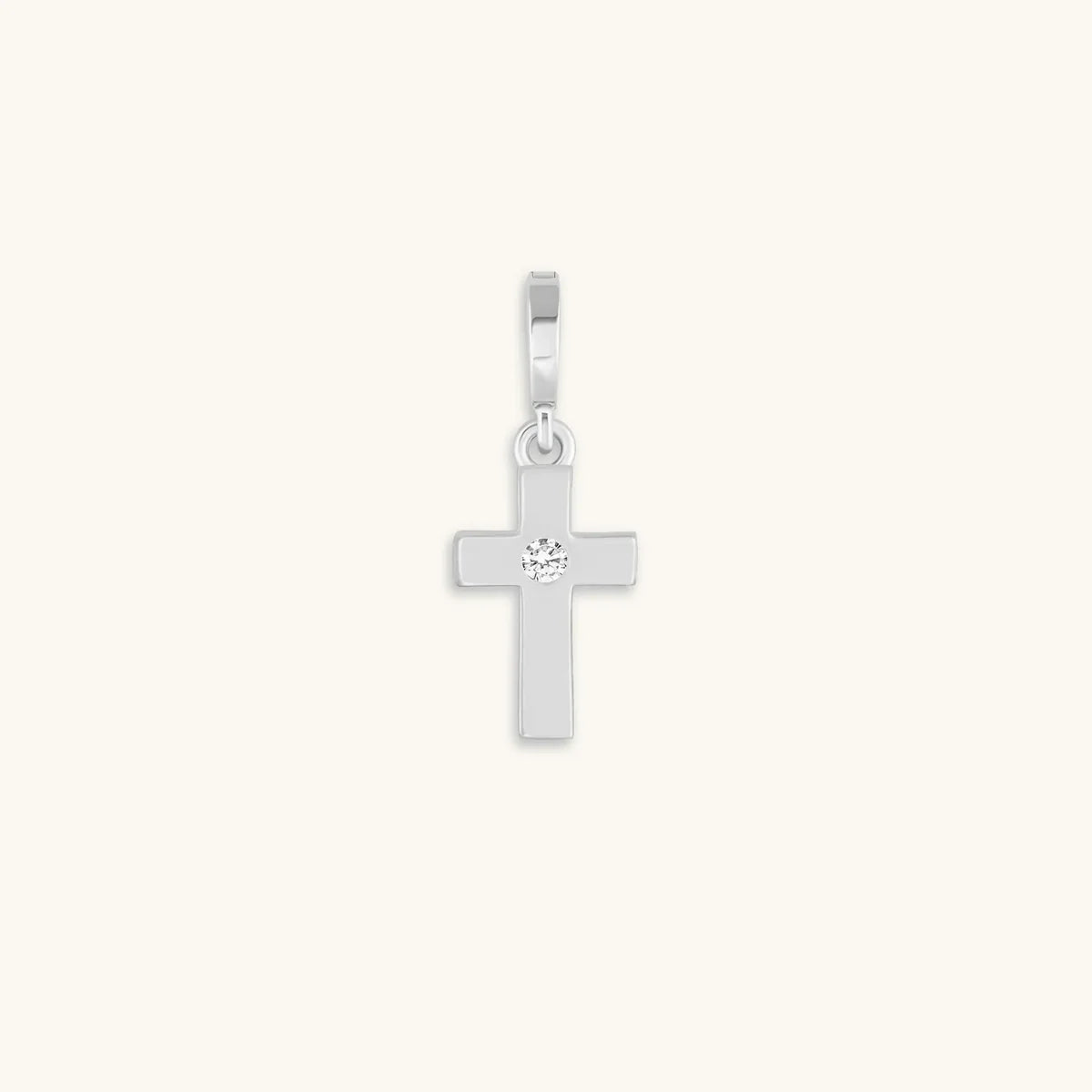 Gleaming Faith Silver Cross Charm