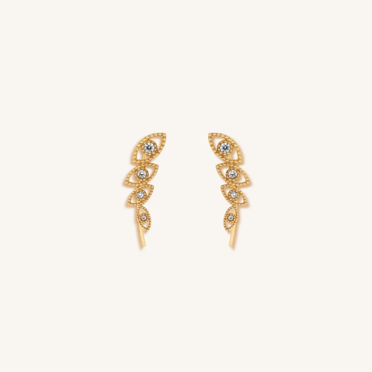 Expanded Awareness Gold Evil Eye Climber Earrings