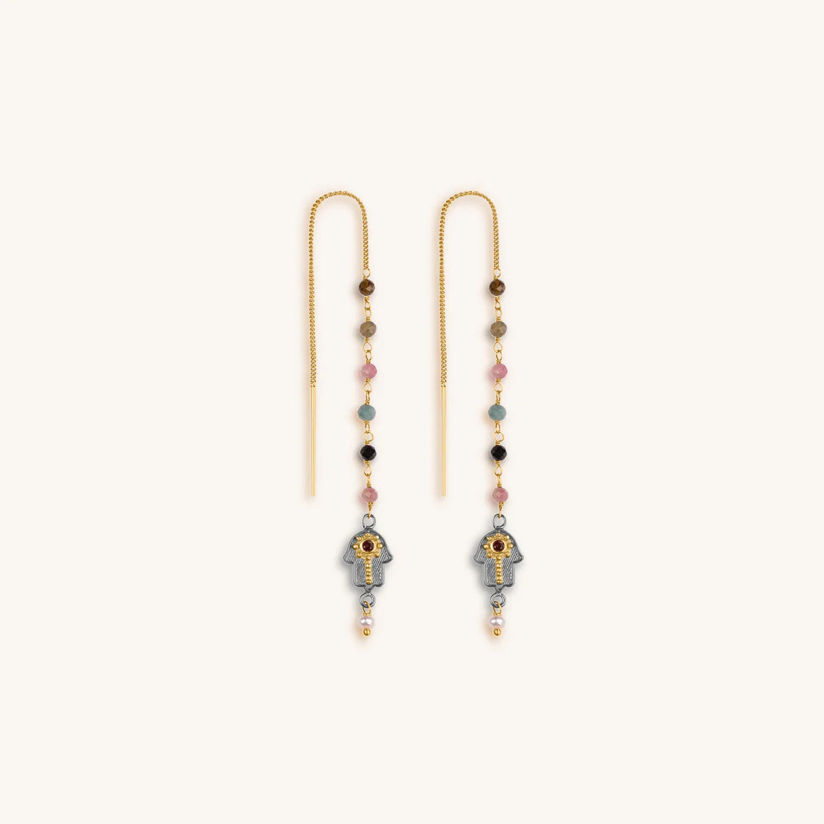 Attract Love - Tourmaline Hamsa Earrings