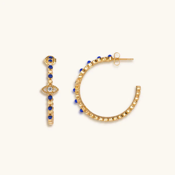 Truth Seeker - Evil Eye Lapis Hoop Earrings