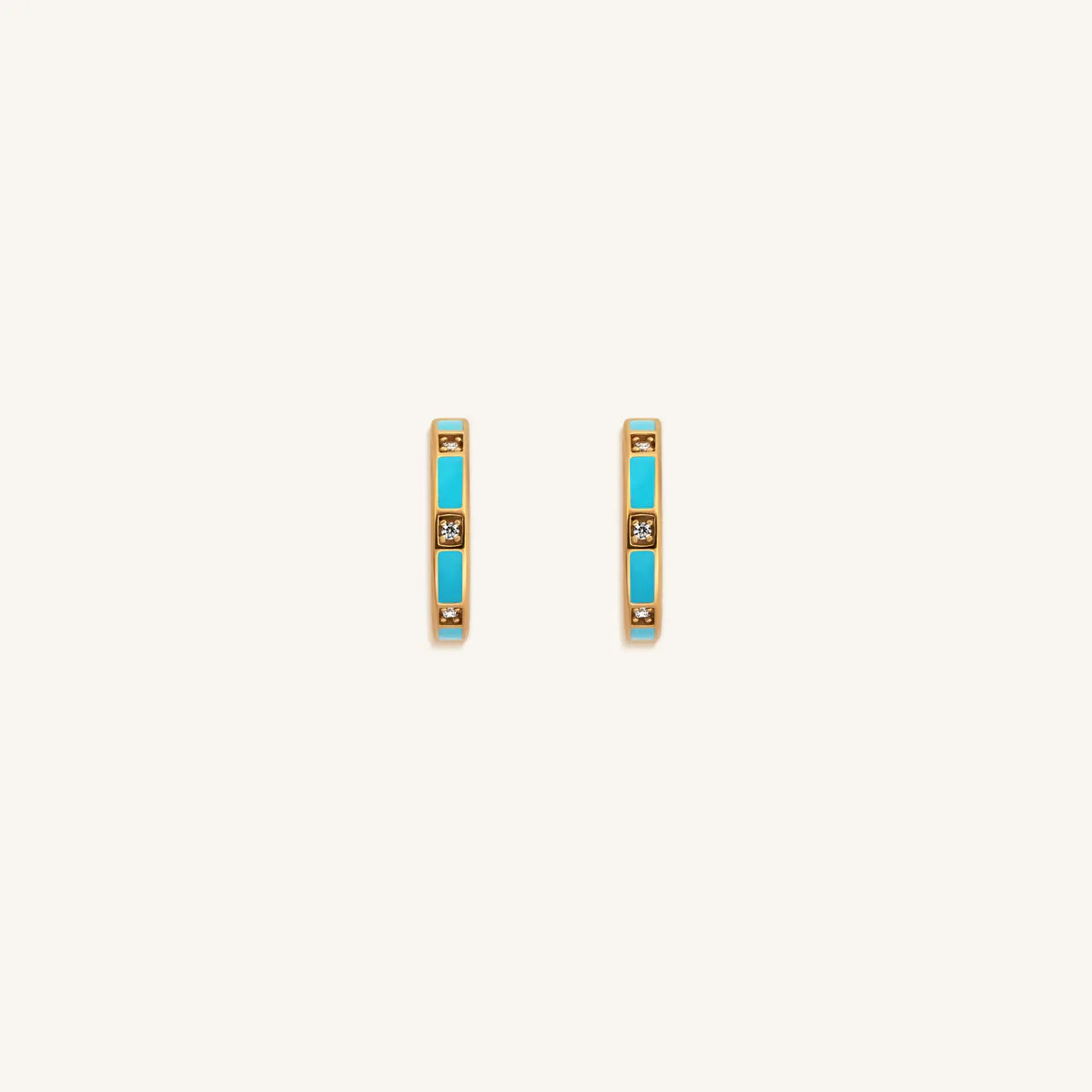 Serene Sensations Turquoise Gold Hoop Earrings