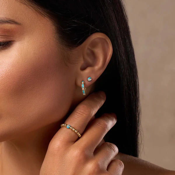 Serene Sensations Turquoise Gold Hoop Earrings