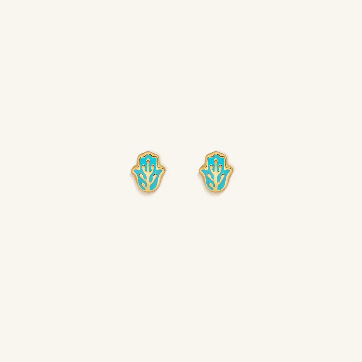 Graceful Strength Blue Hamsa Hand Earrings