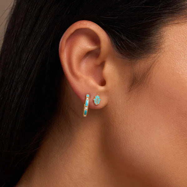 Graceful Strength Blue Hamsa Hand Earrings