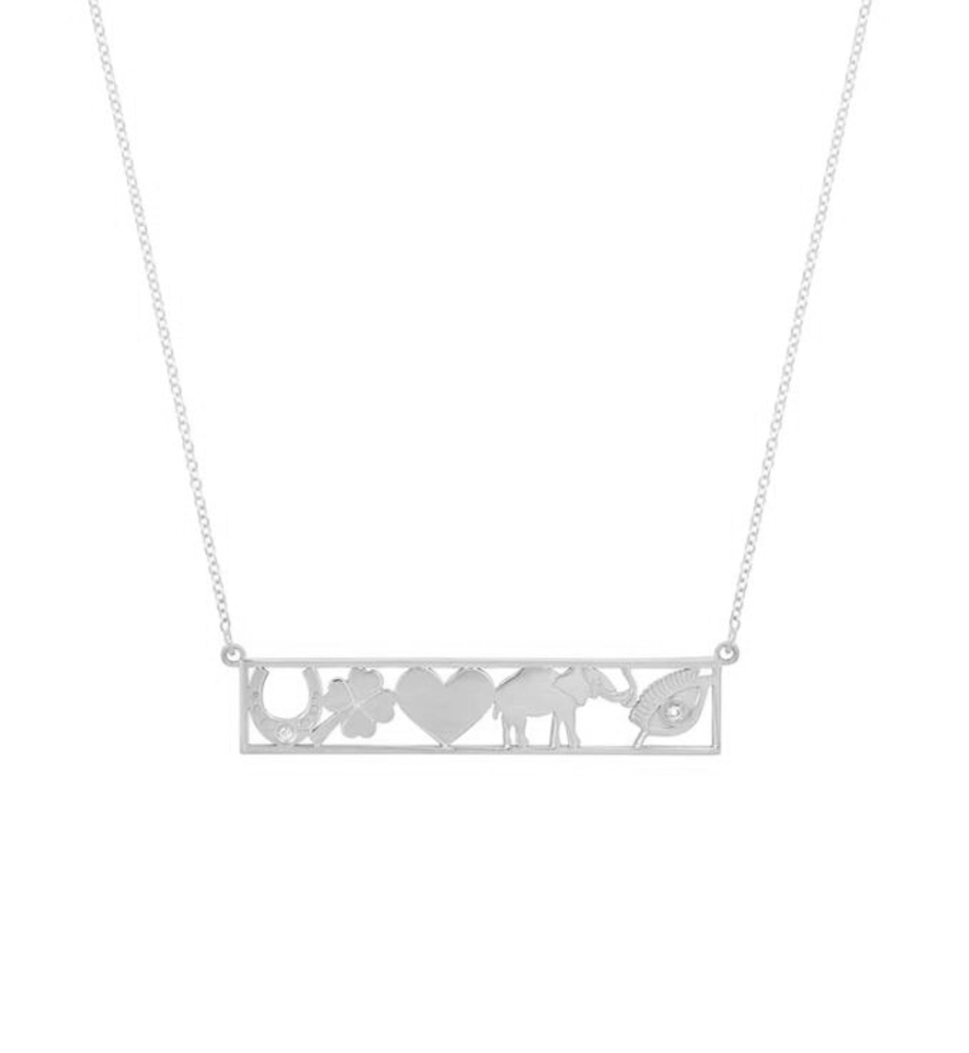 Good Luck Bar White Gold Necklace