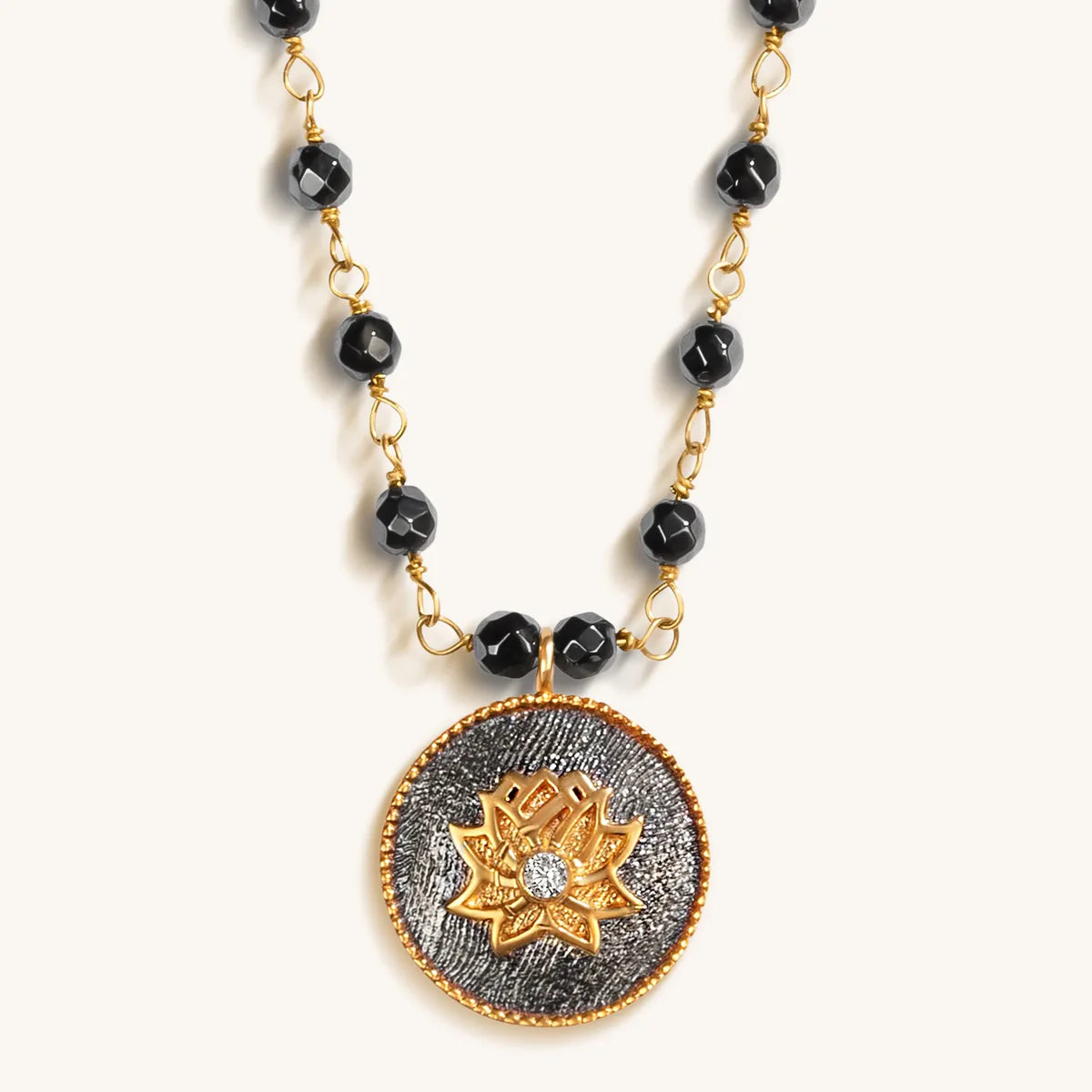 Enlightenment Hope - Hematite Lotus Necklace