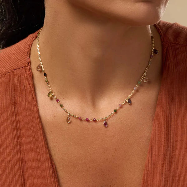 Graceful Delight Multi-Color Sapphire and Tourmaline Necklace