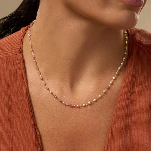 Exuberant Celebration Pearl and Pink Tourmaline Necklace