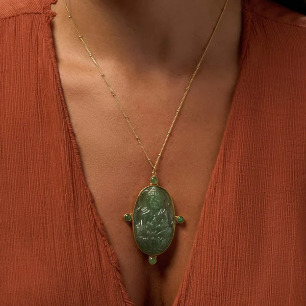 Constant Blessings Aventurine and Jade Pendant Necklace