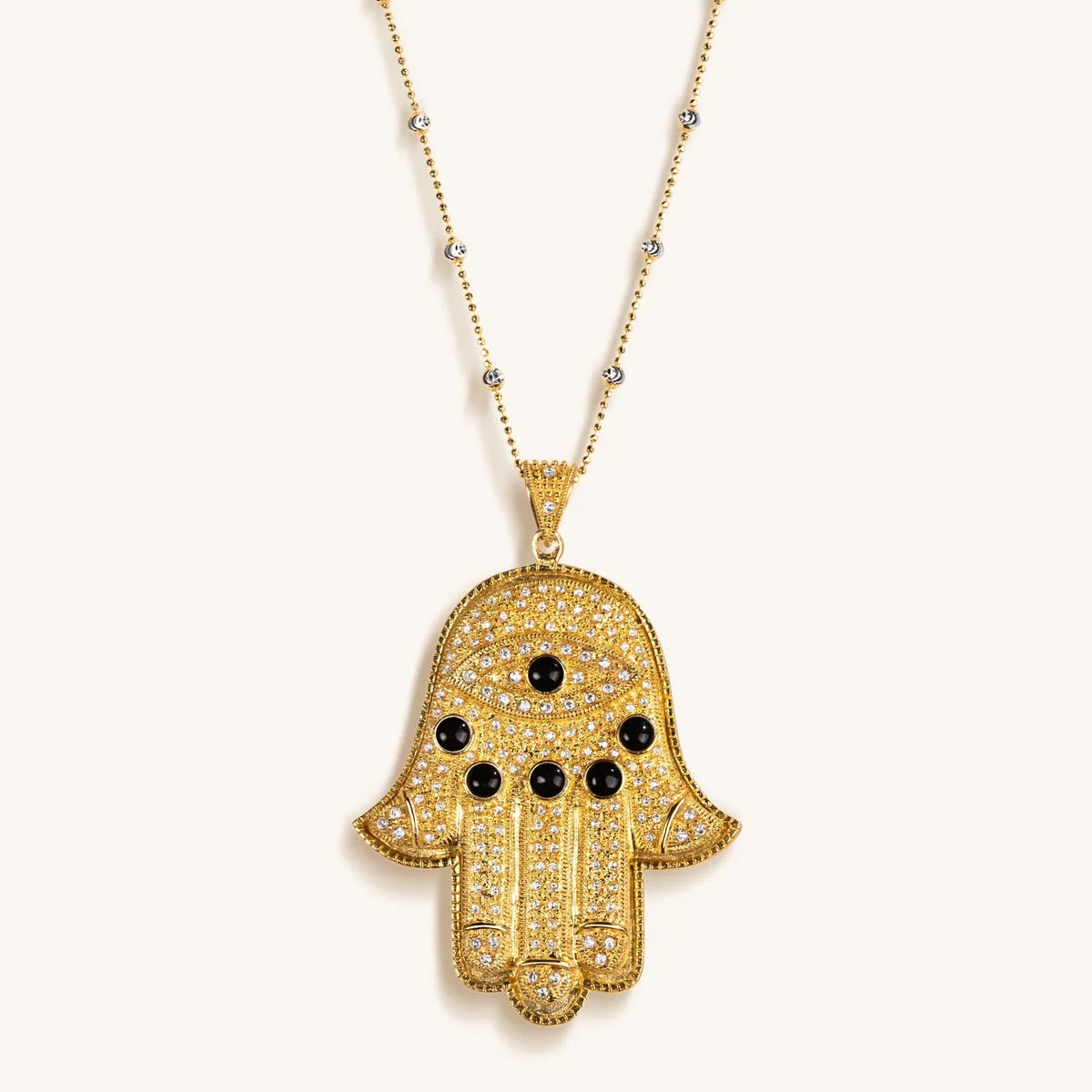 Confident Optimism - Hamsa Onyx Necklace